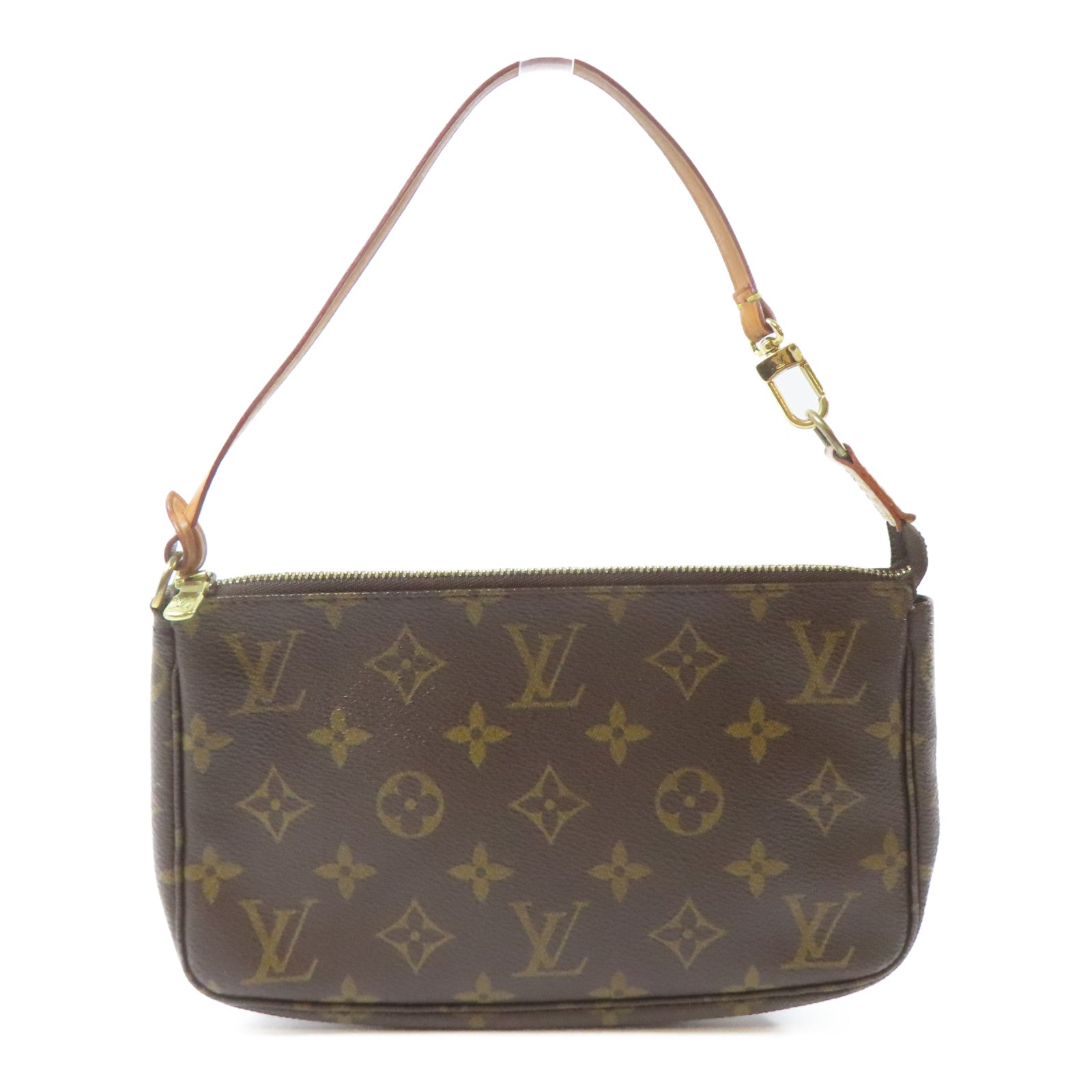 LOUIS VUITTON Monogram Pochette Accessoires金扣手挽袋啡色