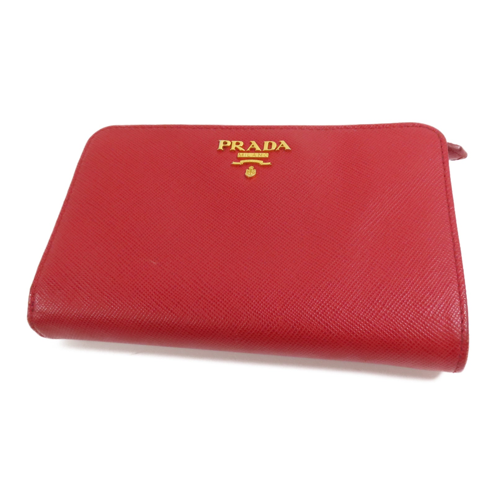 PRADA Saffiano皮革Middle Wallet金扣錢包