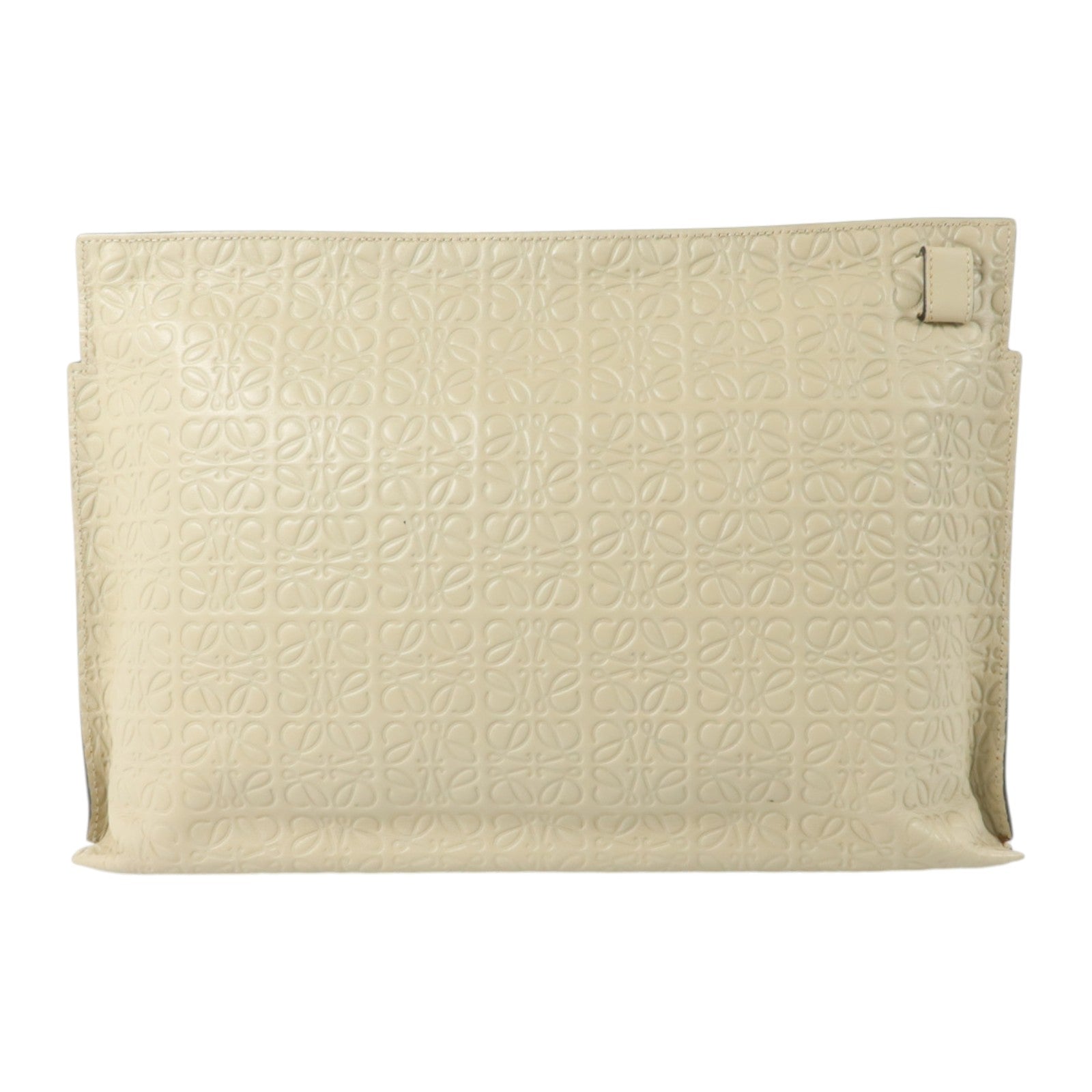 LOEWE 牛皮皮革T Pouch銀扣手拿包