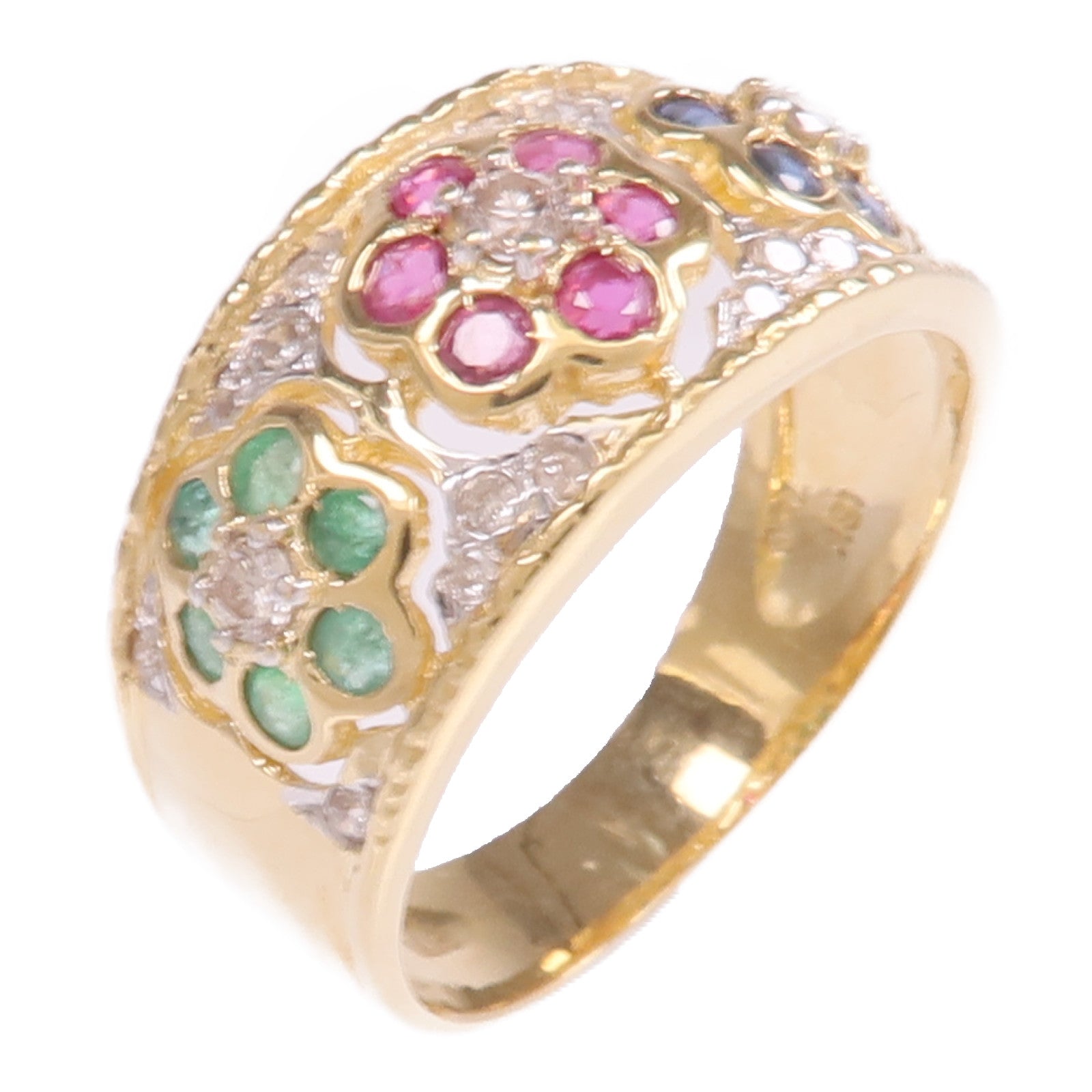 JEWELRY 【激減優惠】18K黃金/白金Multi Stone Diamond Ring多寶石/鑽石戒指US#6.5