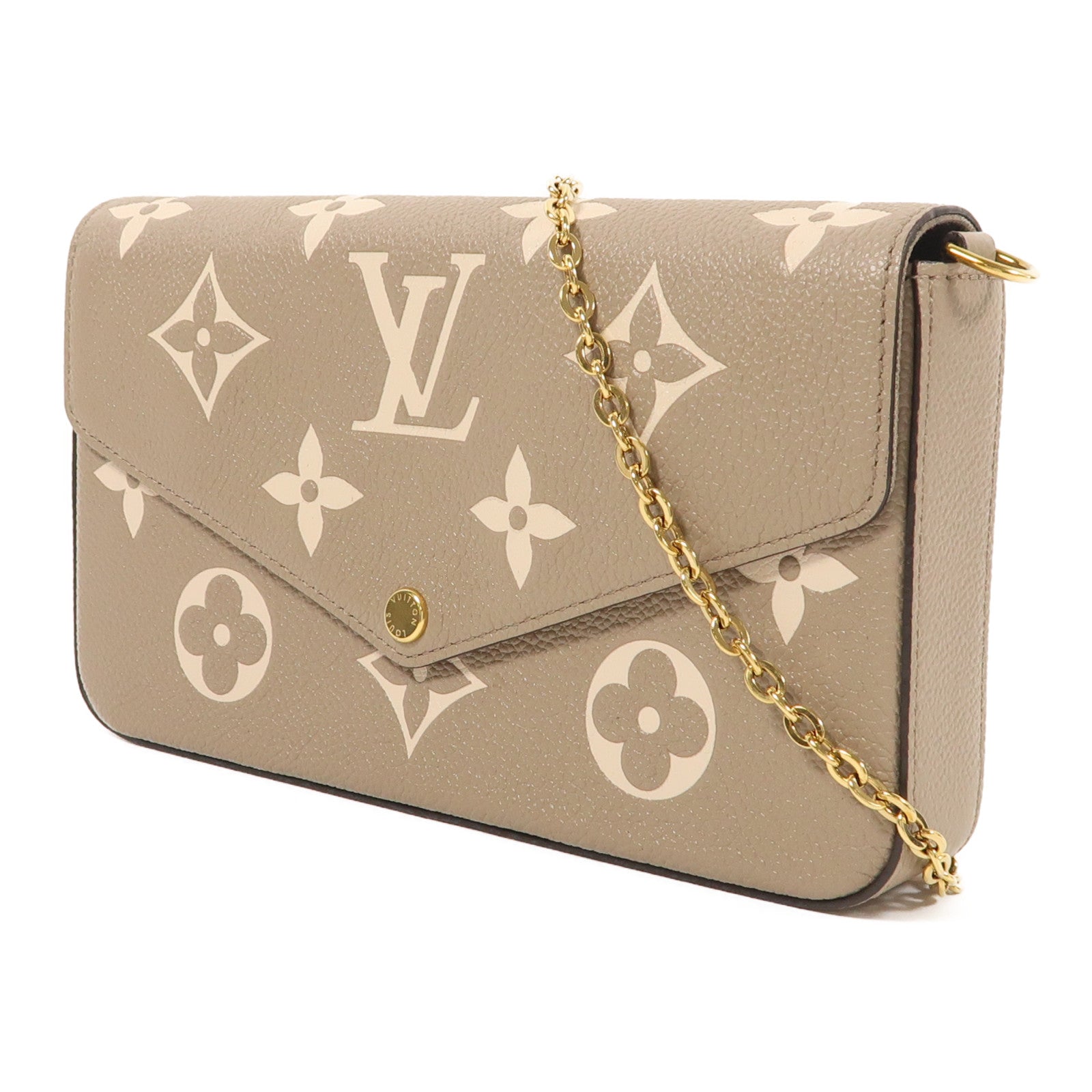 LOUIS VUITTON Monogram Empreinte Felicie Pochette金扣鏈帶肩背袋