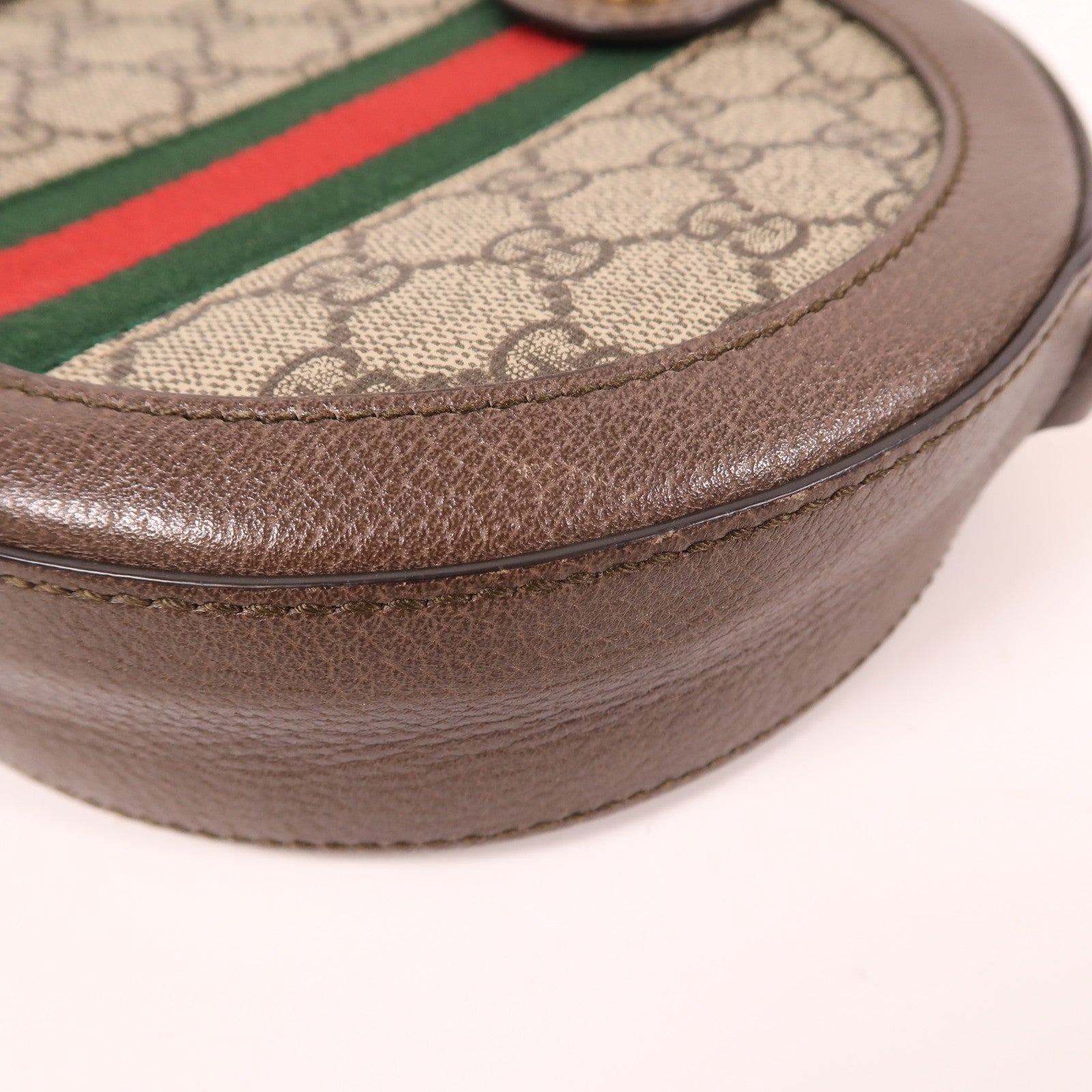 GUCCI 塗層帆布Ophidia GG Shoulder Bag金扣鏈帶肩背袋棕色