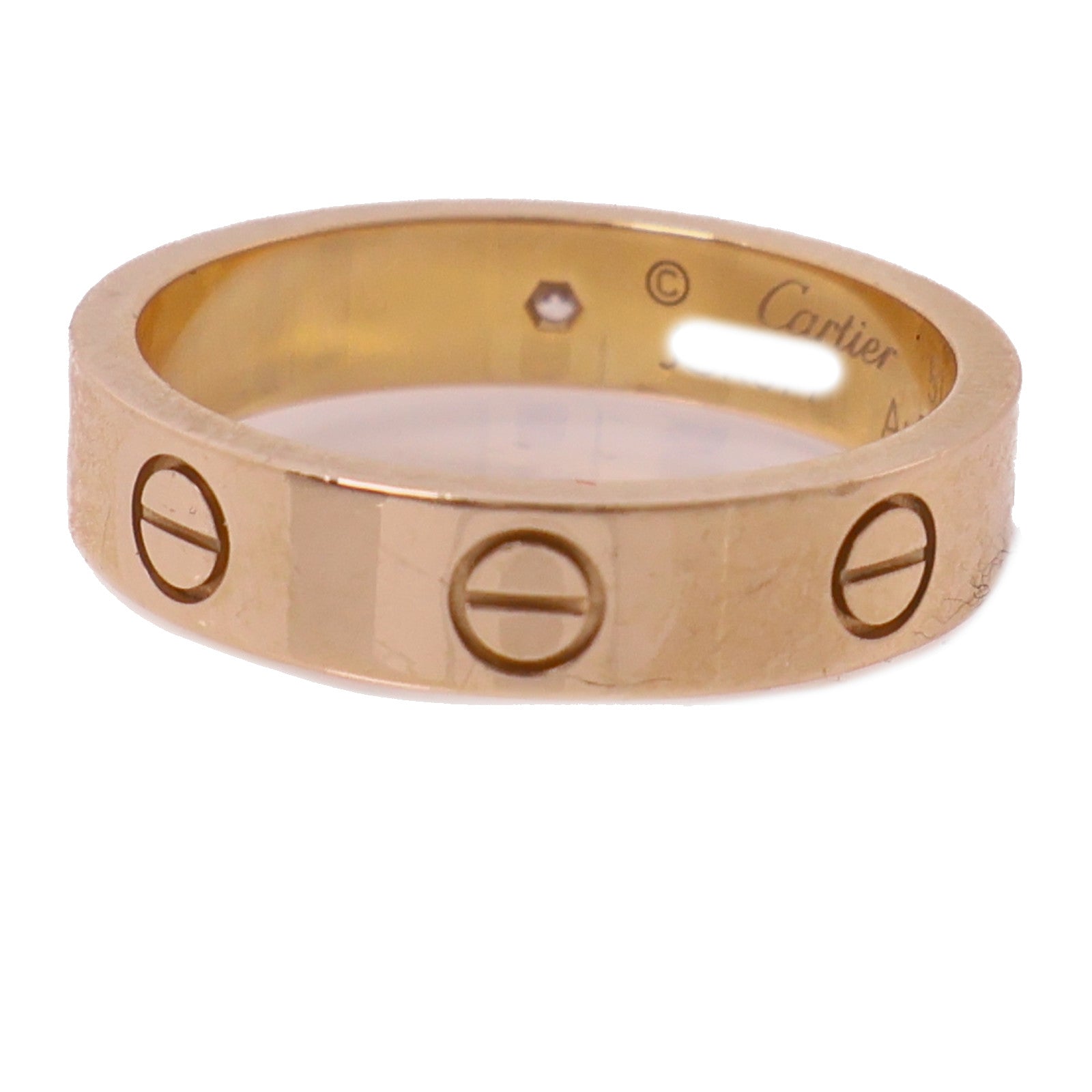 CARTIER 18K玫瑰金Mini Love Ring 1 Diamond鑽石戒指Cartier#51/US#5.5