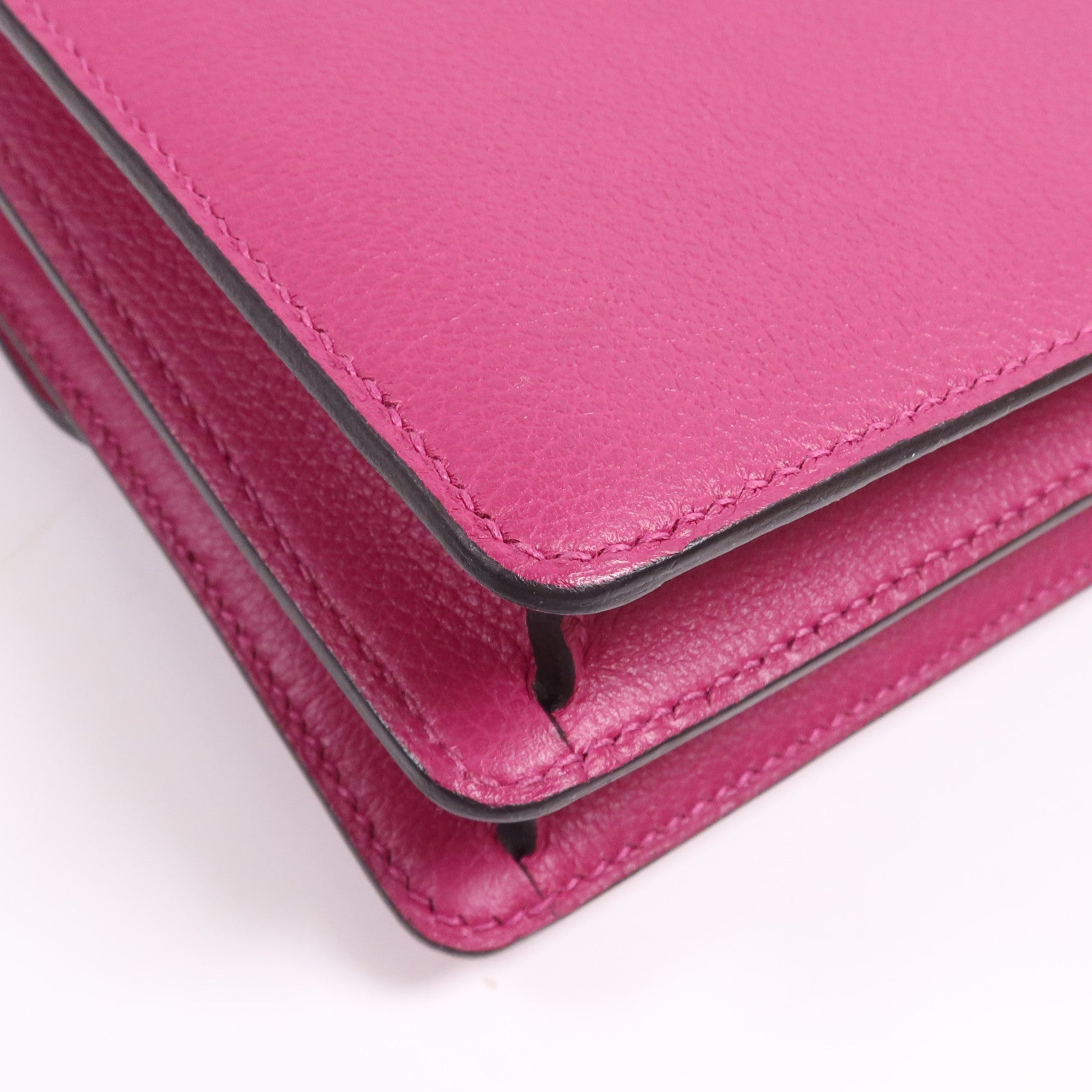 HERMES Evercolor皮革Roulis Mini銀扣肩背袋Rose Purple