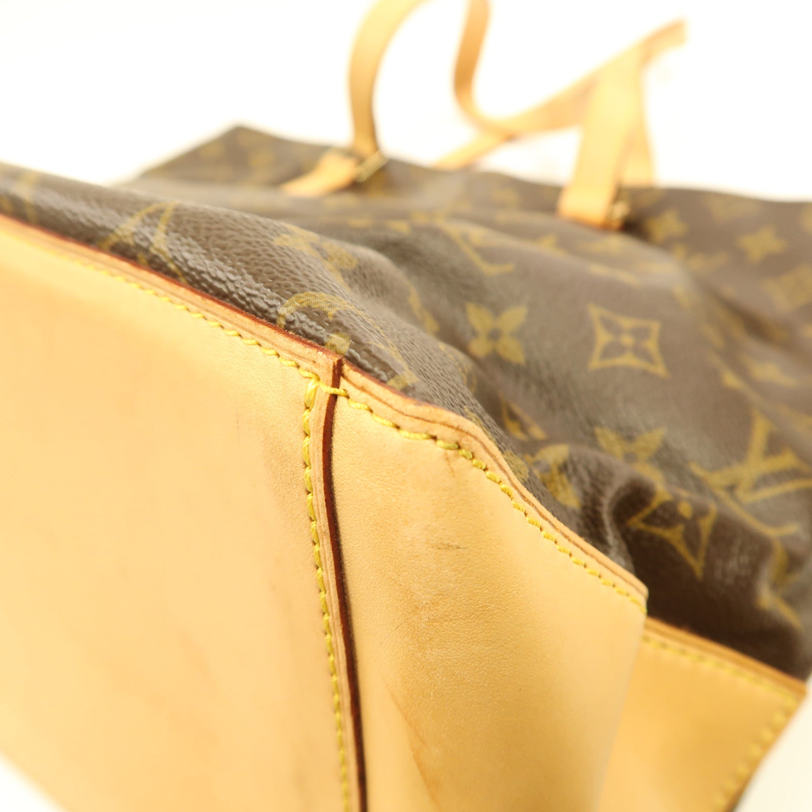 LOUIS VUITTON Monogram Cabas Mezzo金扣肩背袋棕色
