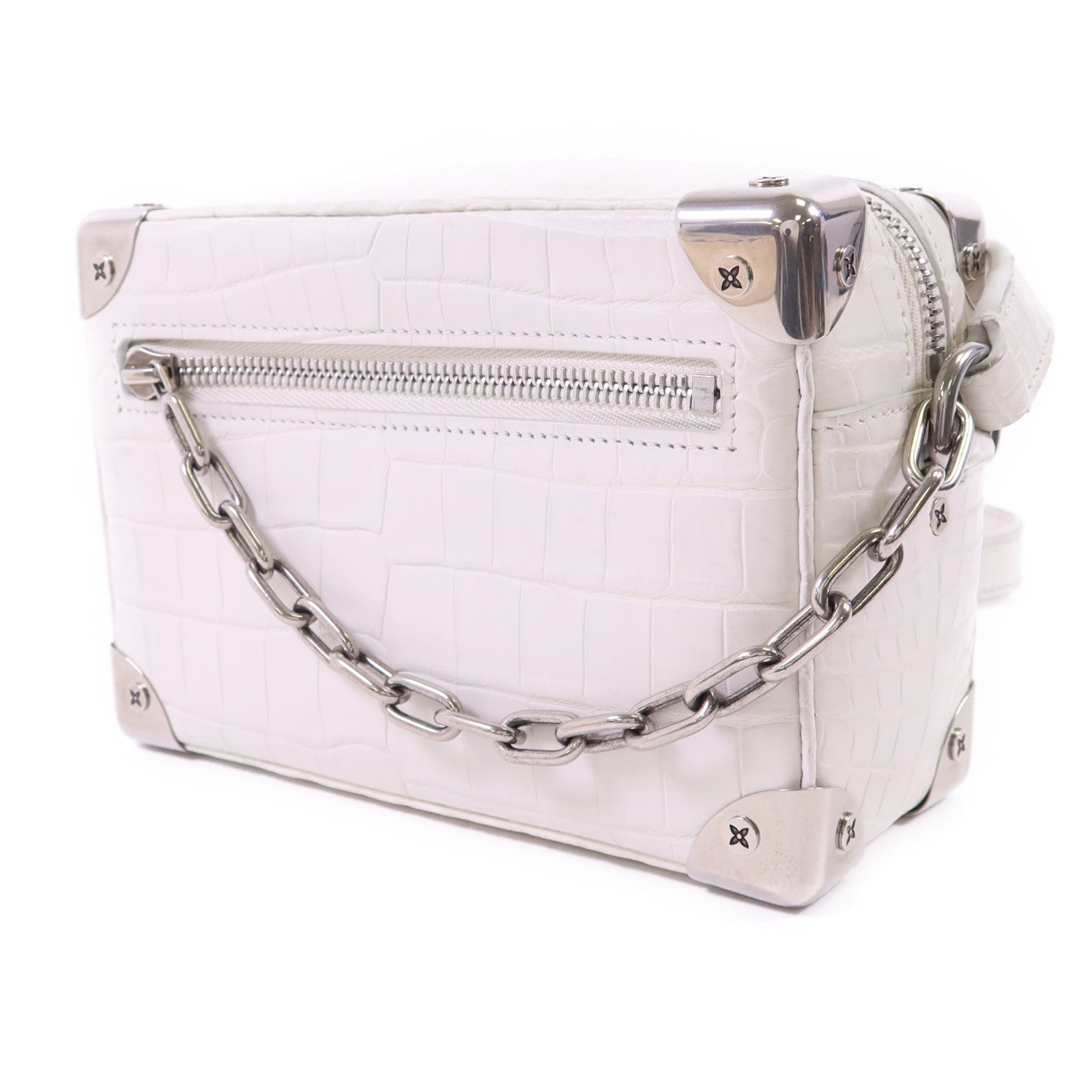 LOUIS VUITTON 【激減優惠】鱷魚皮革/金屬Mini Soft Trunk銀扣鏈帶肩背袋