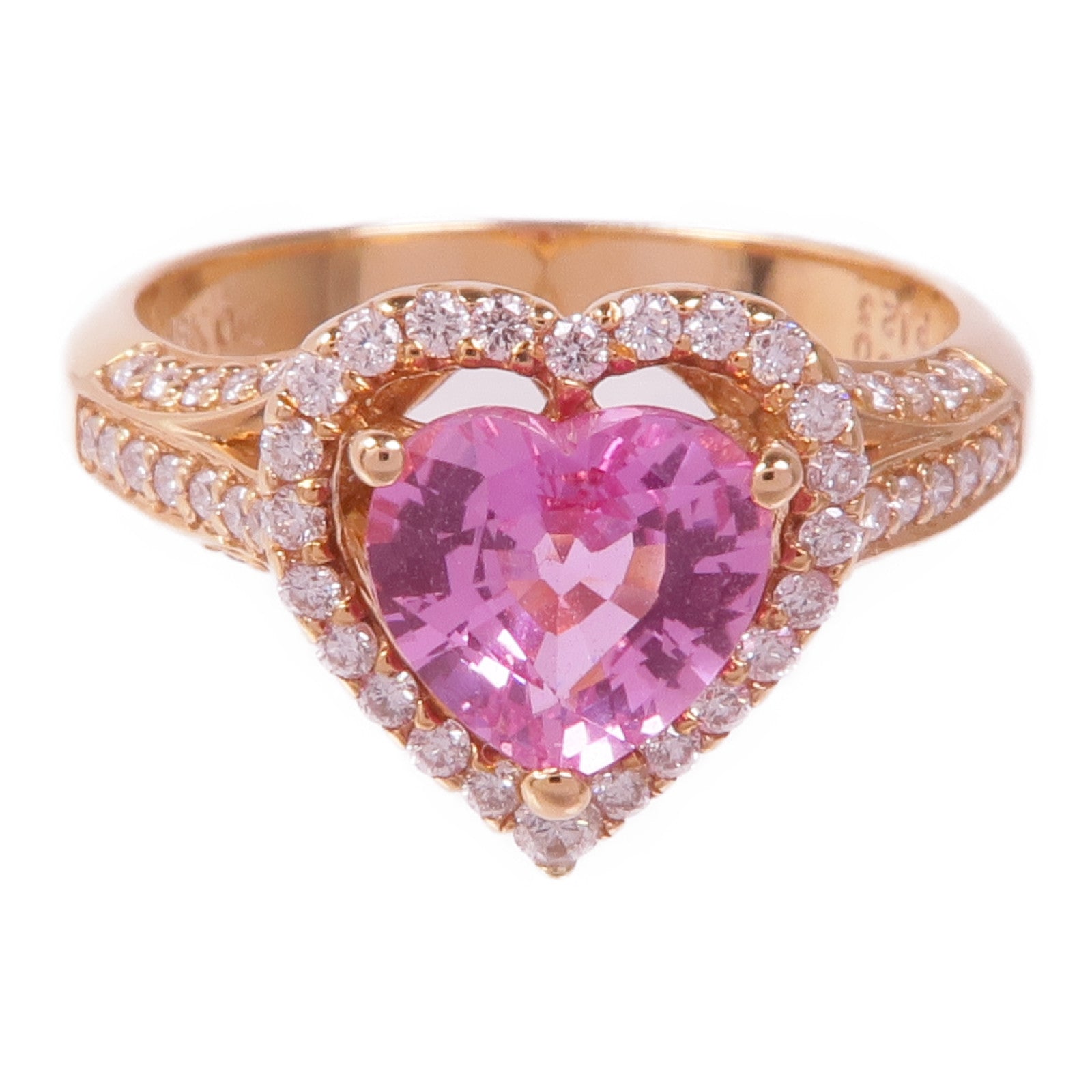 JEWELRY 18K玫瑰金Sapphire Diamond Ring粉紅色藍寶石/鑽石戒指US#5.5