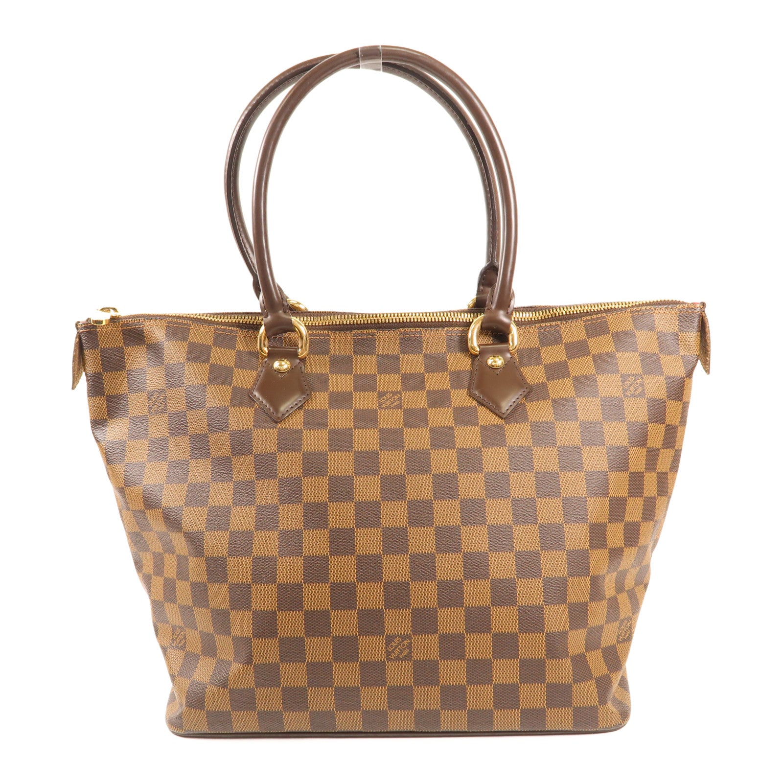LOUIS VUITTON Damier Saleya MM金扣肩背袋棕色