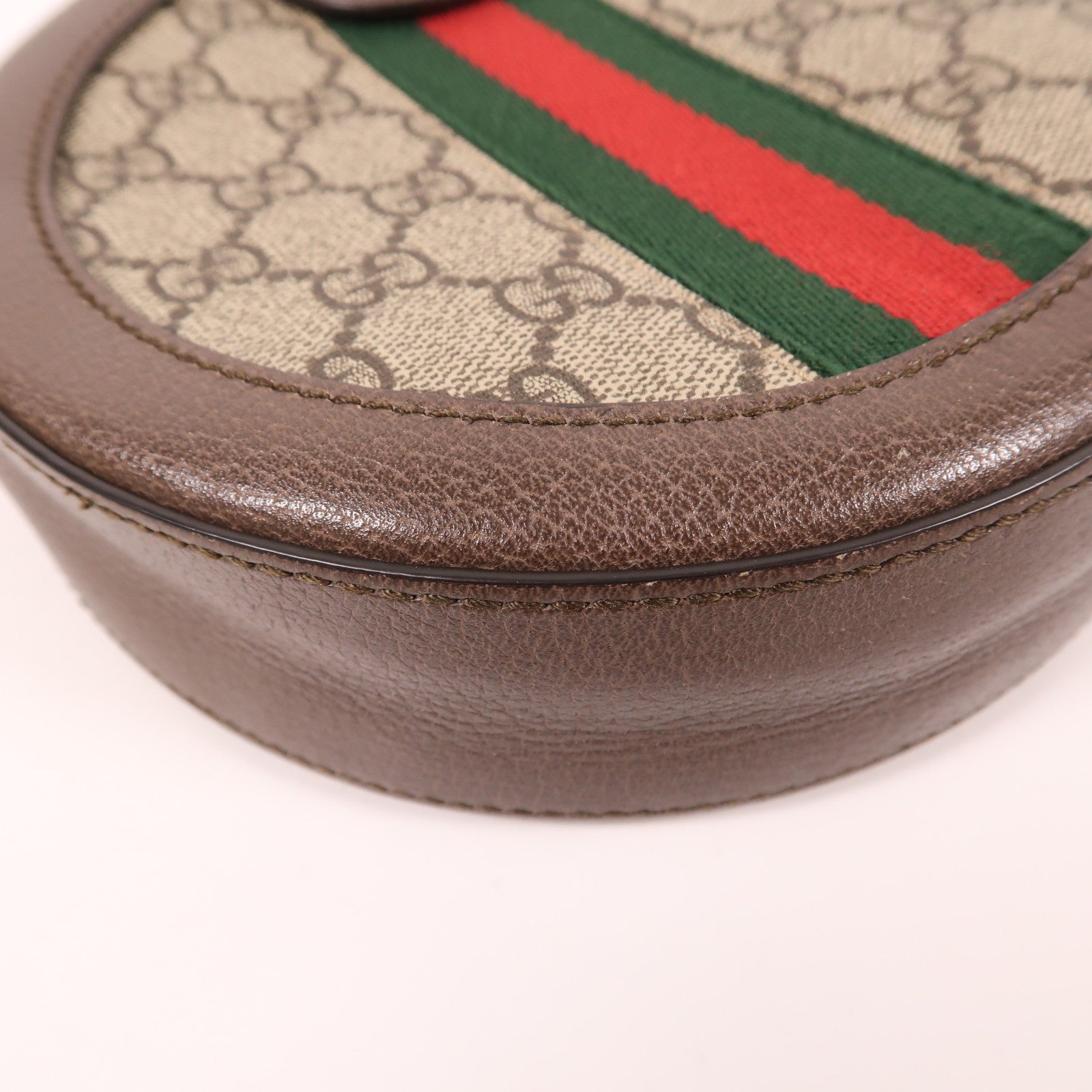 GUCCI 塗層帆布Ophidia GG Shoulder Bag金扣鏈帶肩背袋棕色