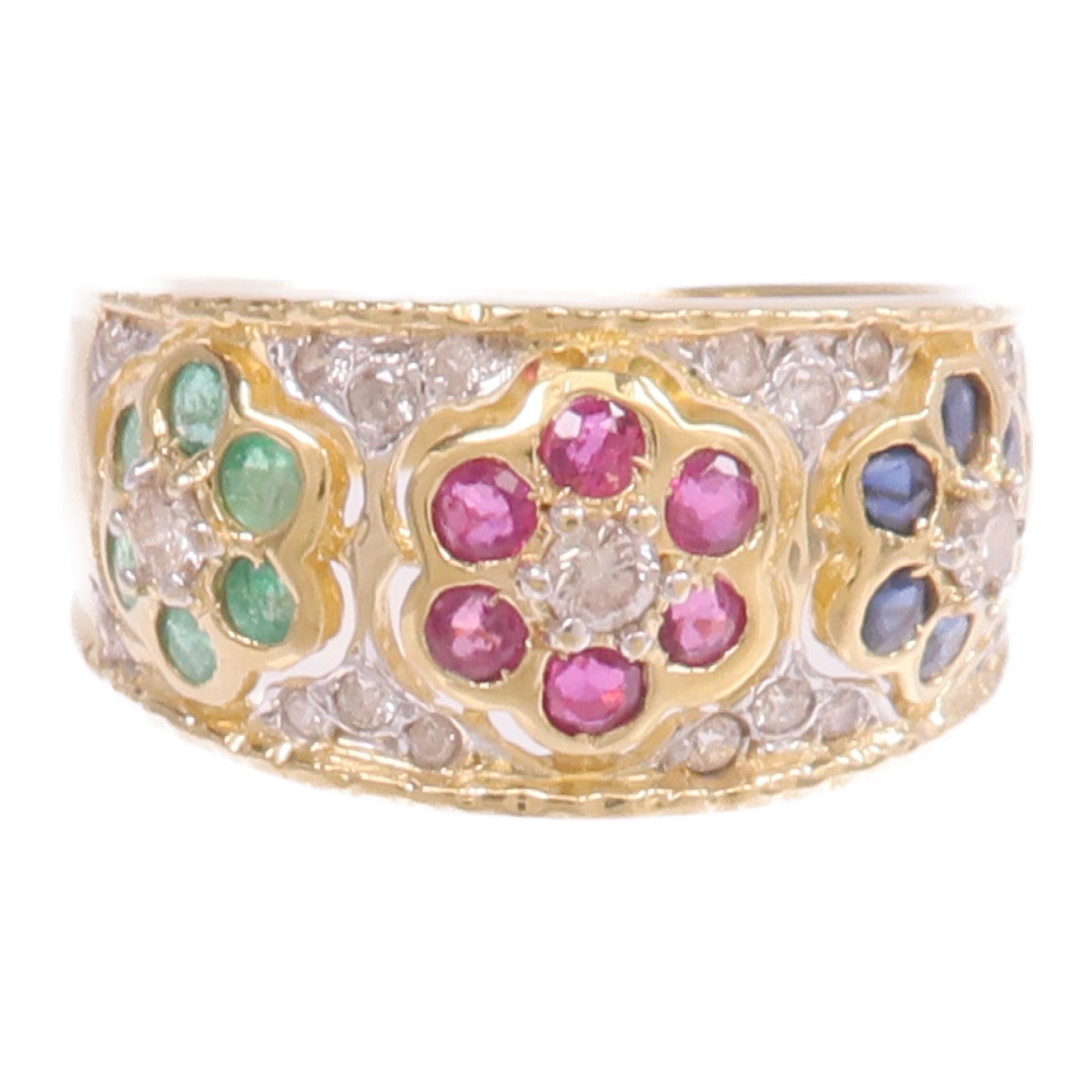 JEWELRY 【激減優惠】18K黃金/白金Multi Stone Diamond Ring多寶石/鑽石戒指US#6.5