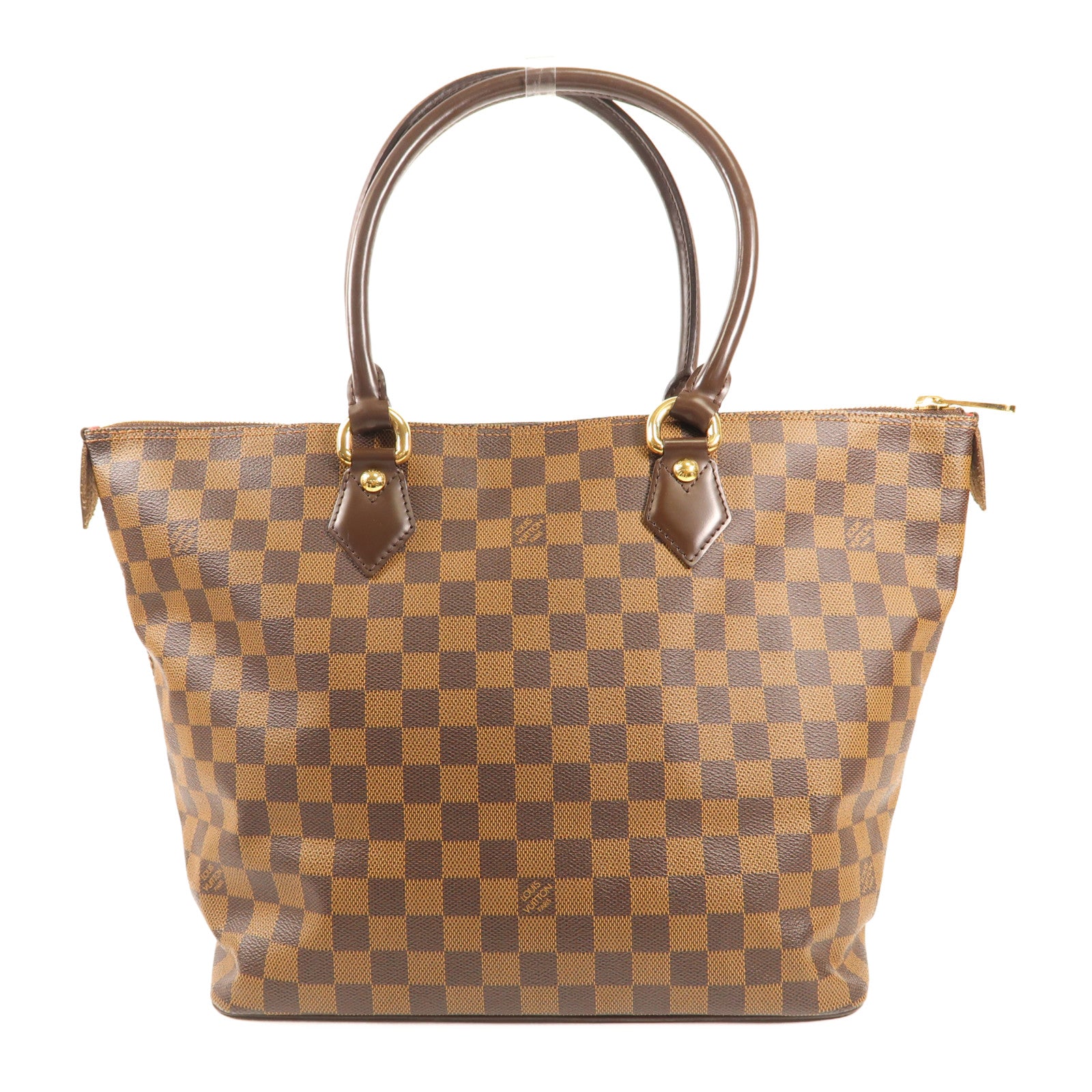 LOUIS VUITTON Damier Saleya MM金扣肩背袋棕色