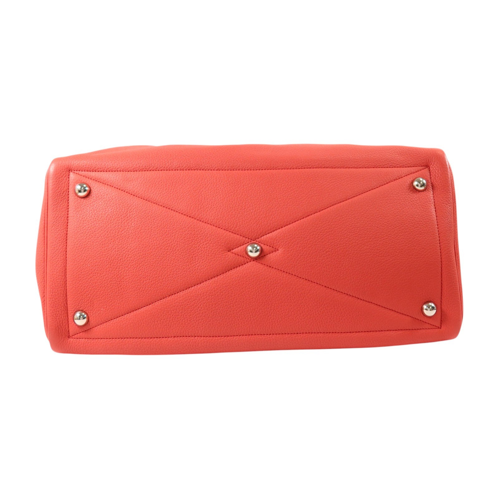 HERMES Clemence皮革Victoria 43銀扣手挽袋Rouge Casaque