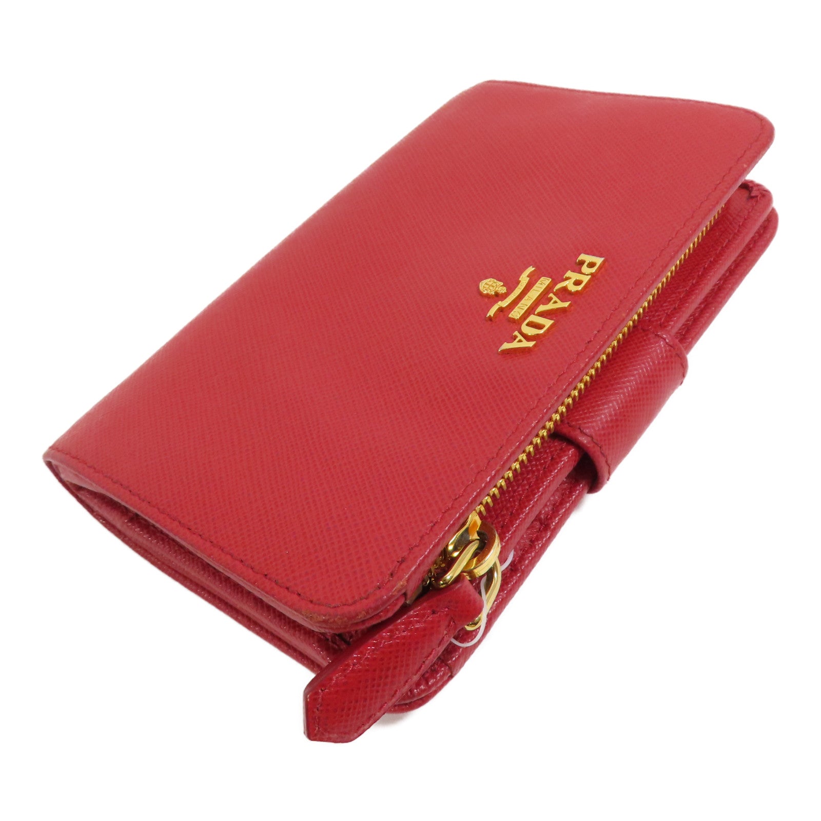 PRADA Saffiano皮革Middle Wallet金扣錢包