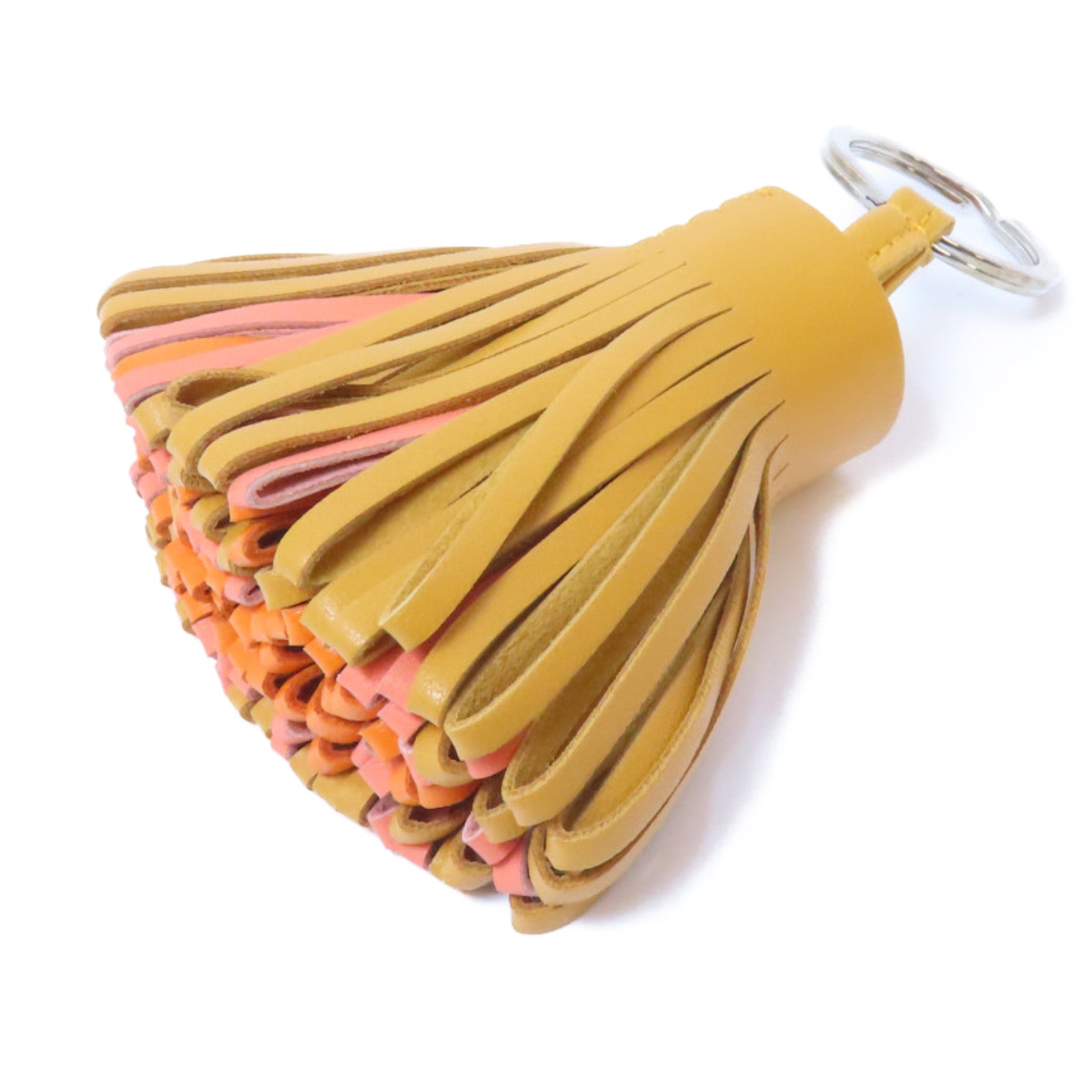 HERMES 【限時優惠】Milo皮革Carmen Tricolor掛飾Sesame/Crevette/Oran/黃色/粉紅色/橙色