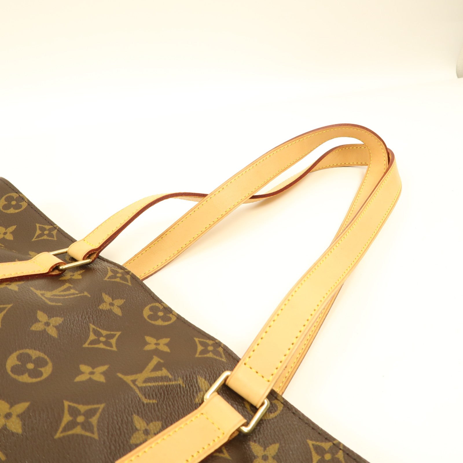 LOUIS VUITTON Monogram Cabas Mezzo金扣肩背袋棕色