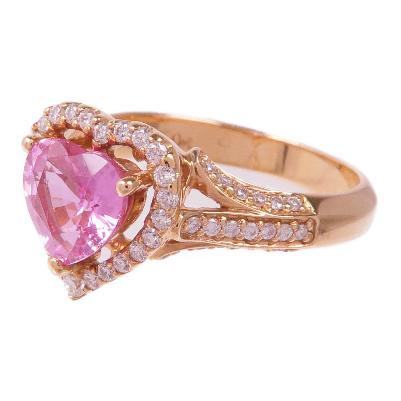 JEWELRY 18K玫瑰金Sapphire Diamond Ring粉紅色藍寶石/鑽石戒指US#5.5
