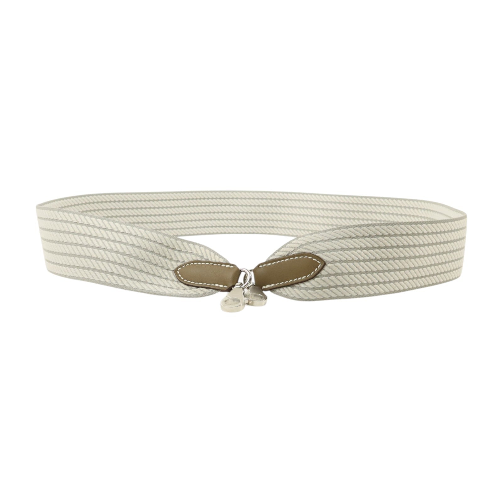 HERMES Cordage帆布/Swift皮革Sangle Cordage 50mmShoulder Strap銀扣肩帶Glacier-Gris/Pale