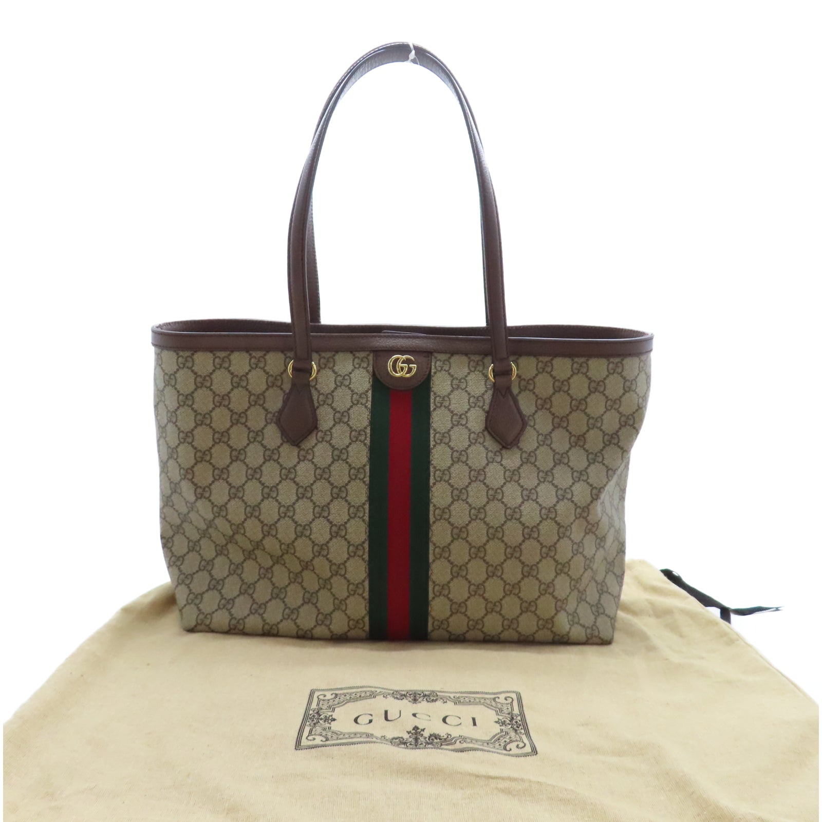 GUCCI 塗層帆布Ophidia金扣手挽袋啡色