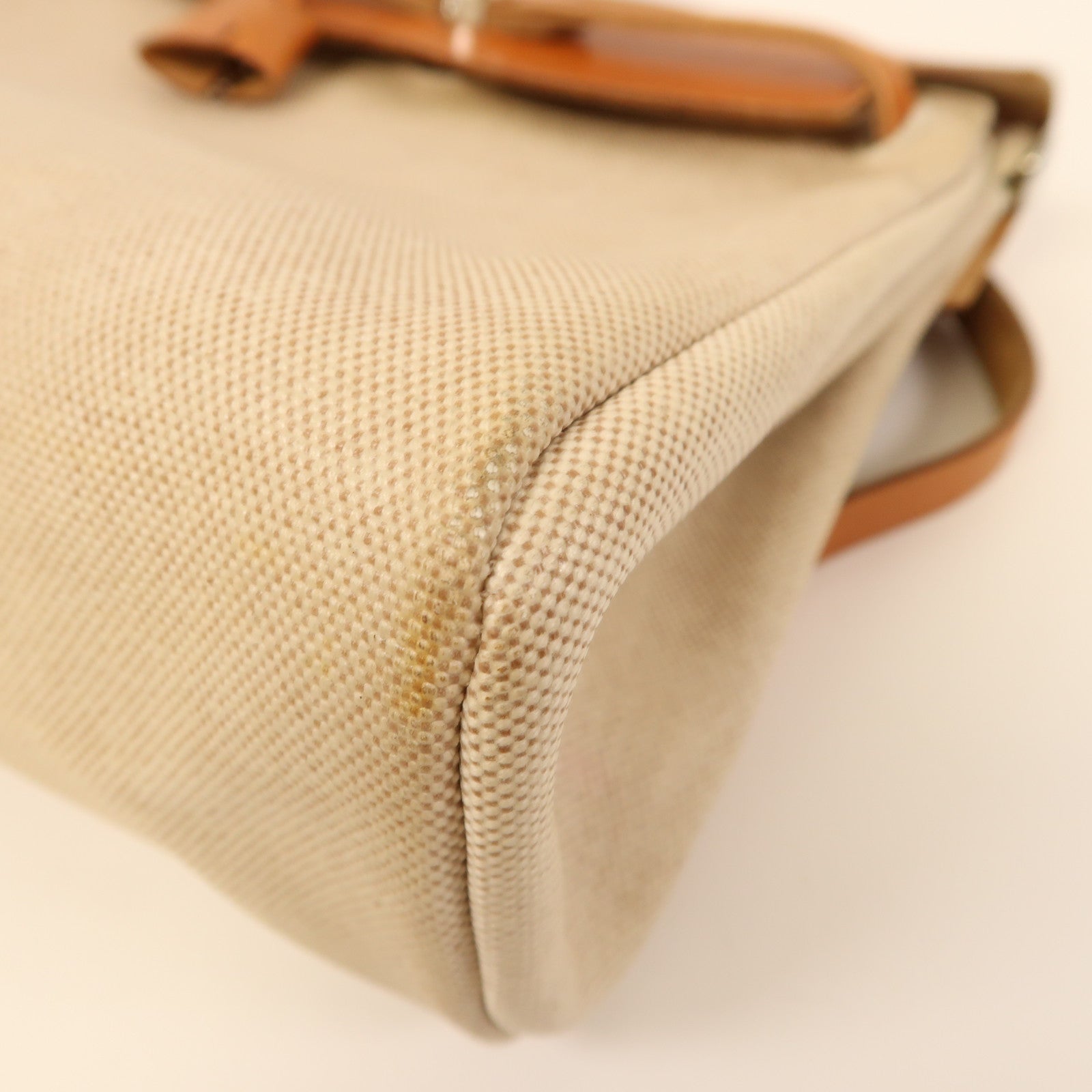 HERMES 帆布Vintage Herbag Backpack銀扣背包啡色/米色