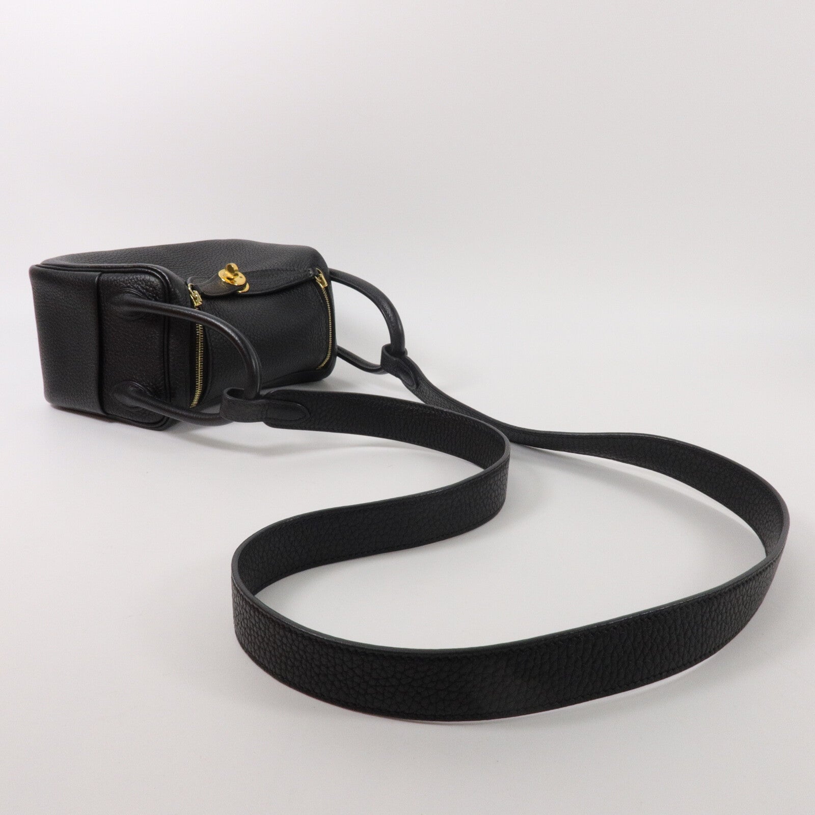 HERMES Clemence皮革Mini Lindy手挽肩背兩用袋Noir