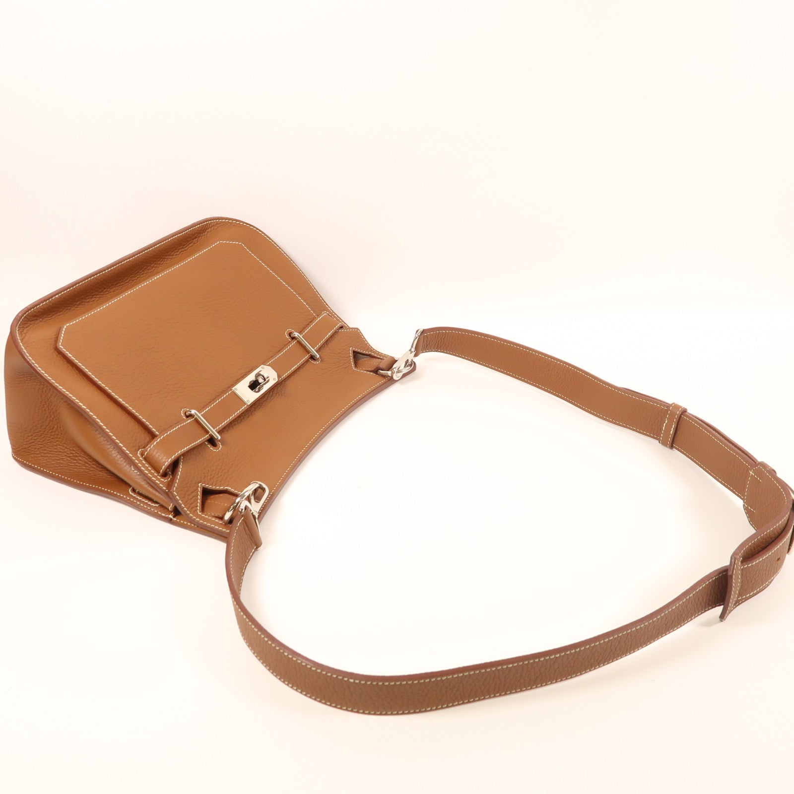 HERMES Clemence皮革Jypsiere 31銀扣肩背袋37 Gold