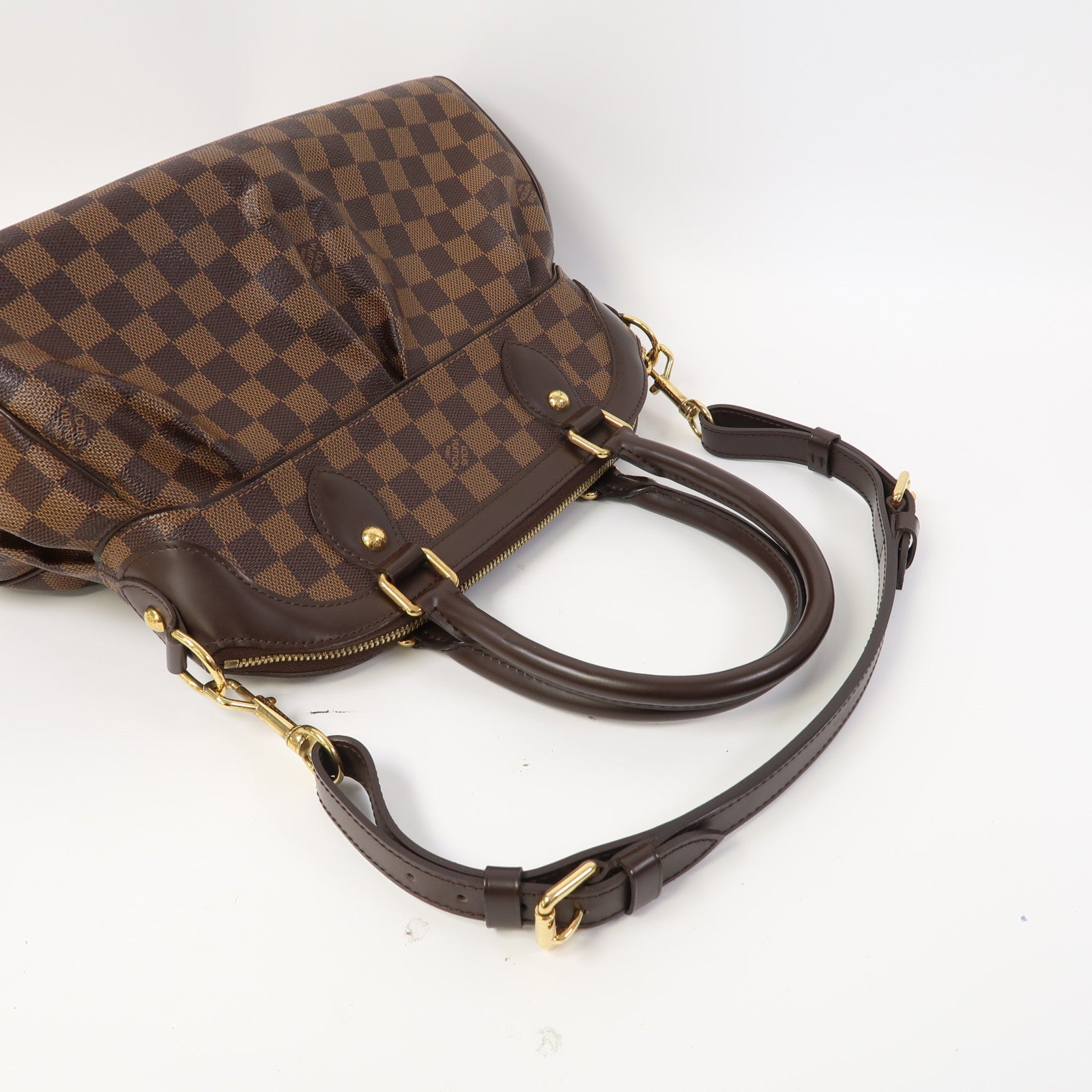 LOUIS VUITTON 【激減優惠】Damier Trevi PM金扣手挽肩背兩用袋啡色