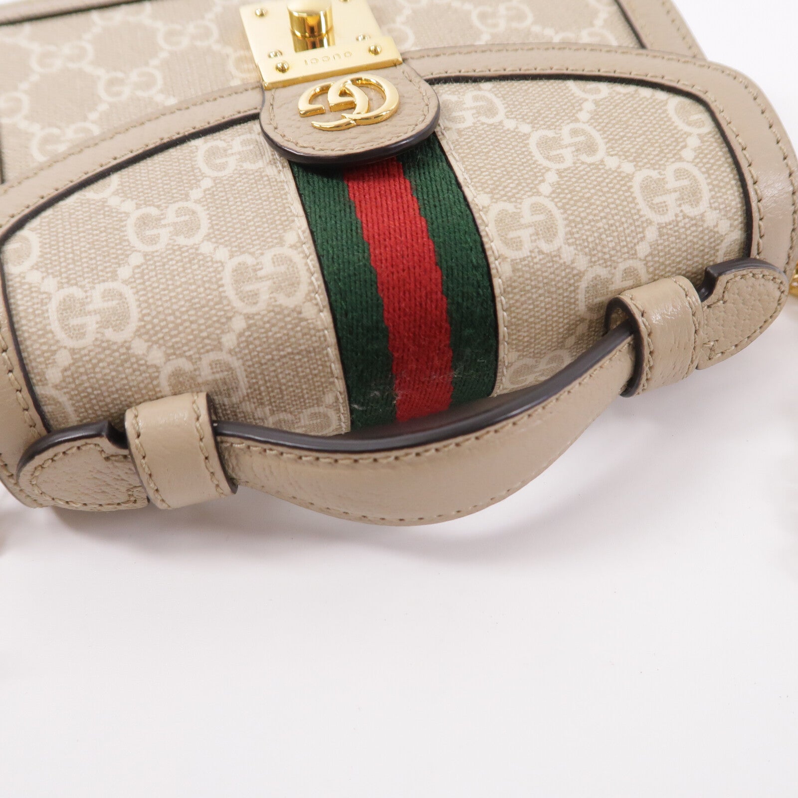 GUCCI 塗層帆布Ophidia GG Mini鏈帶手挽肩背兩用袋