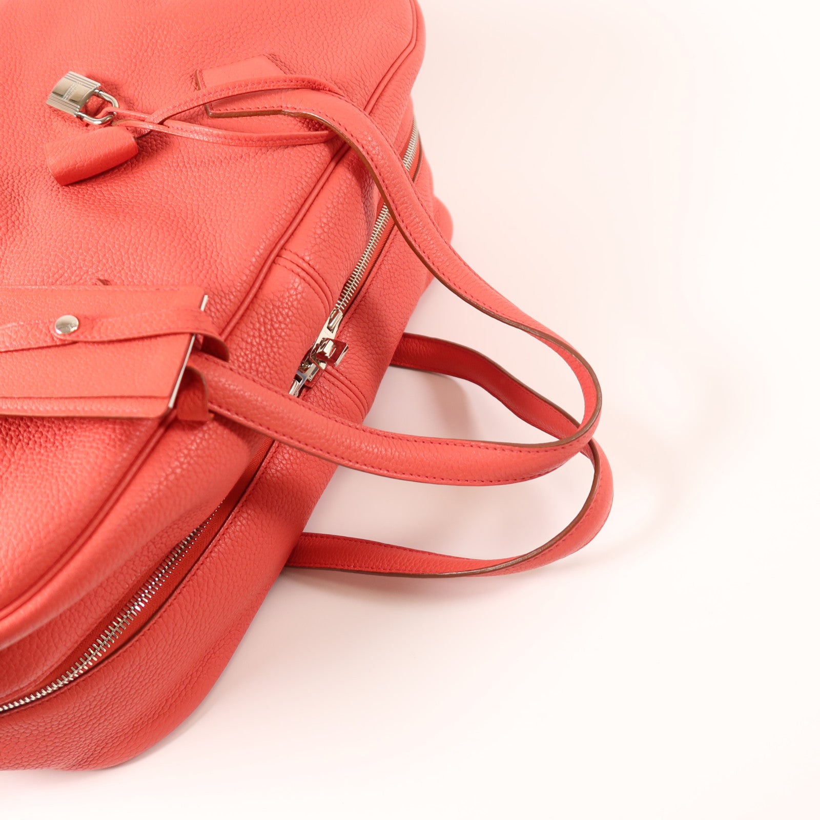 HERMES Clemence皮革Victoria 43銀扣手挽袋Rouge Casaque