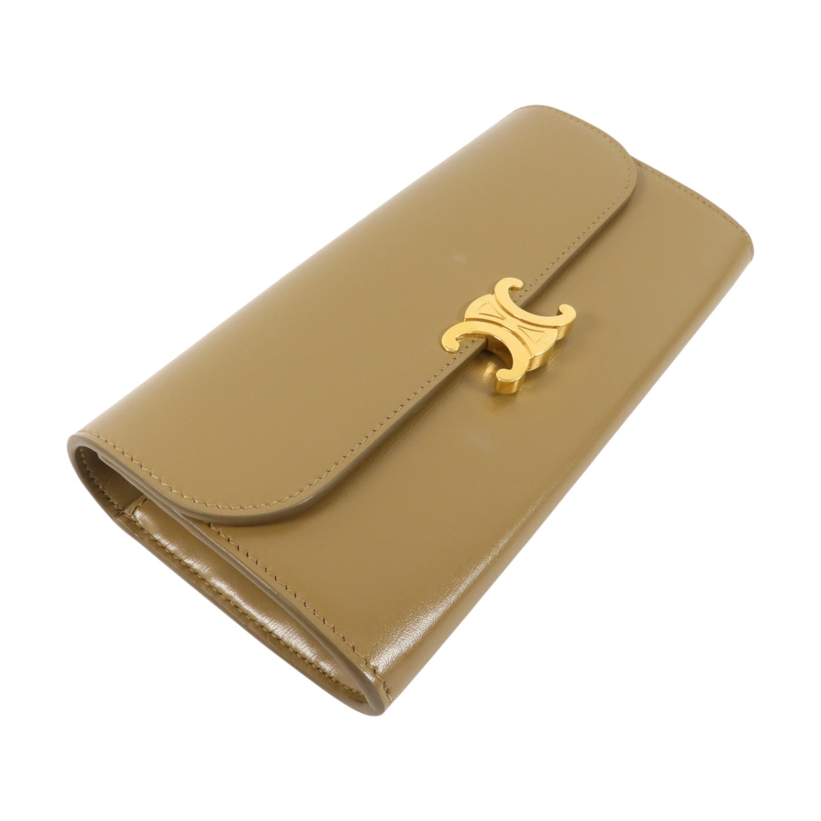 CELINE 牛皮皮革Triomphe Long Wallet金扣長錢包