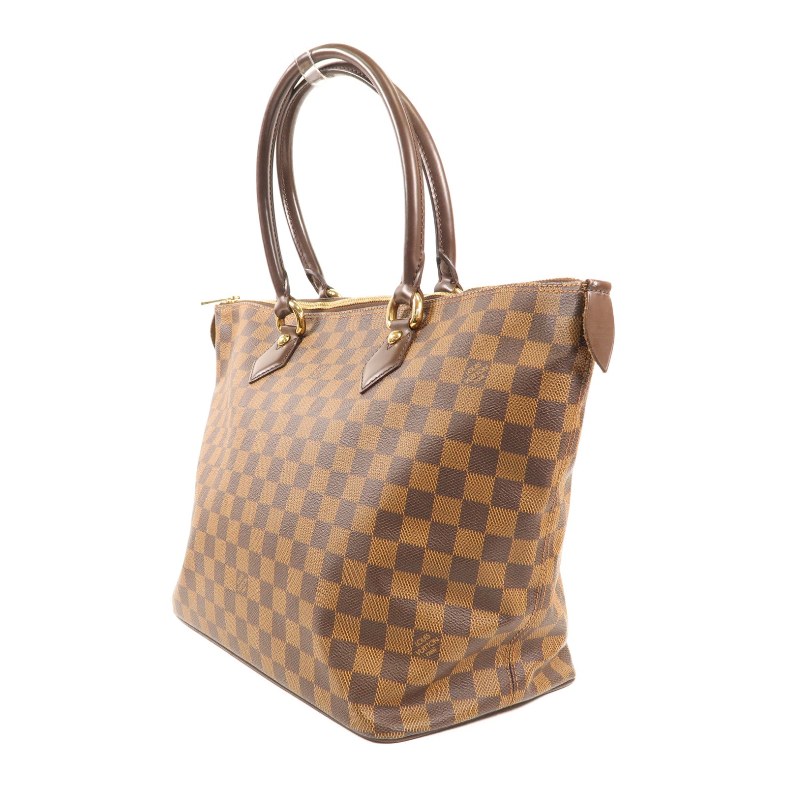 LOUIS VUITTON Damier Saleya MM金扣肩背袋棕色