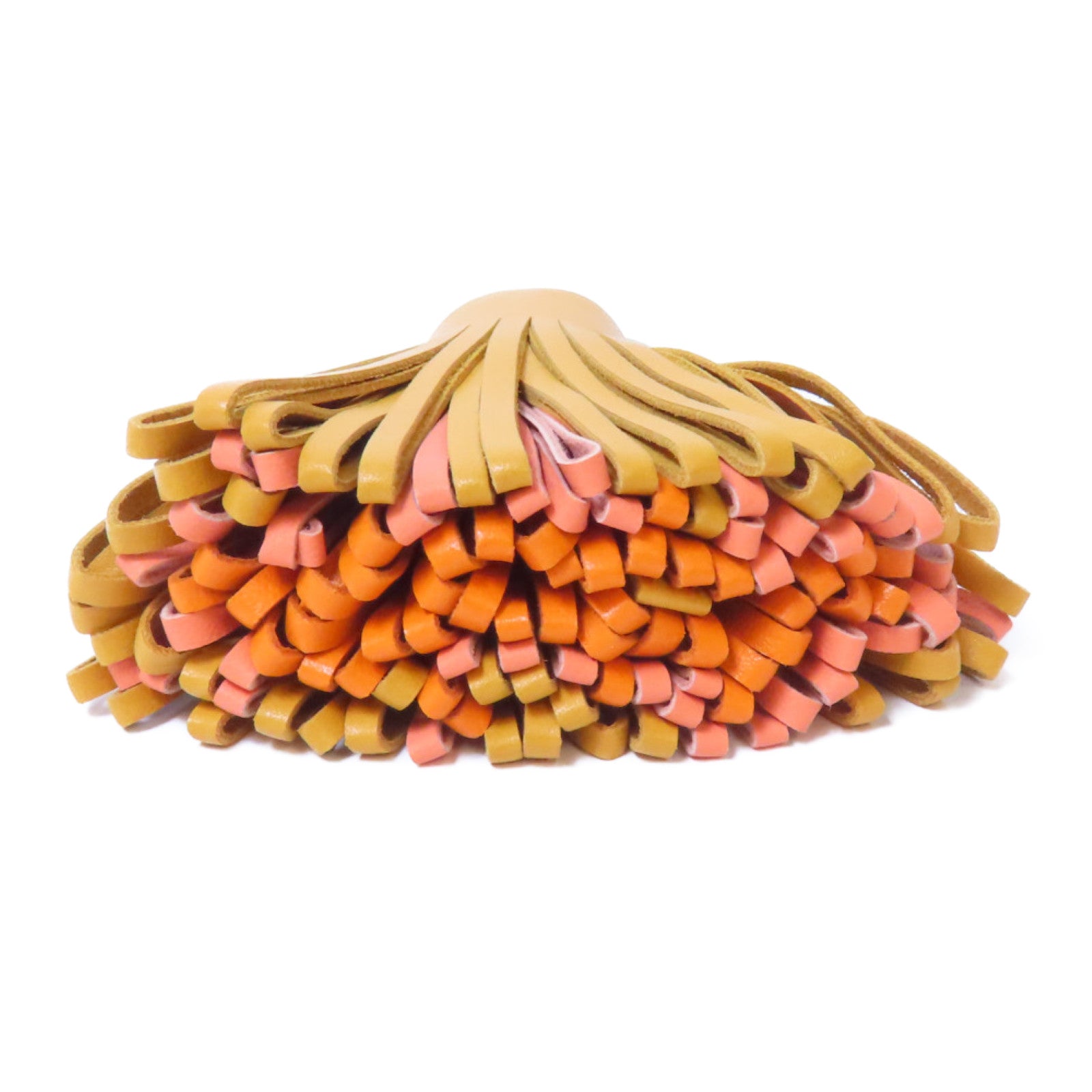 HERMES 【限時優惠】Milo皮革Carmen Tricolor掛飾Sesame/Crevette/Oran/黃色/粉紅色/橙色