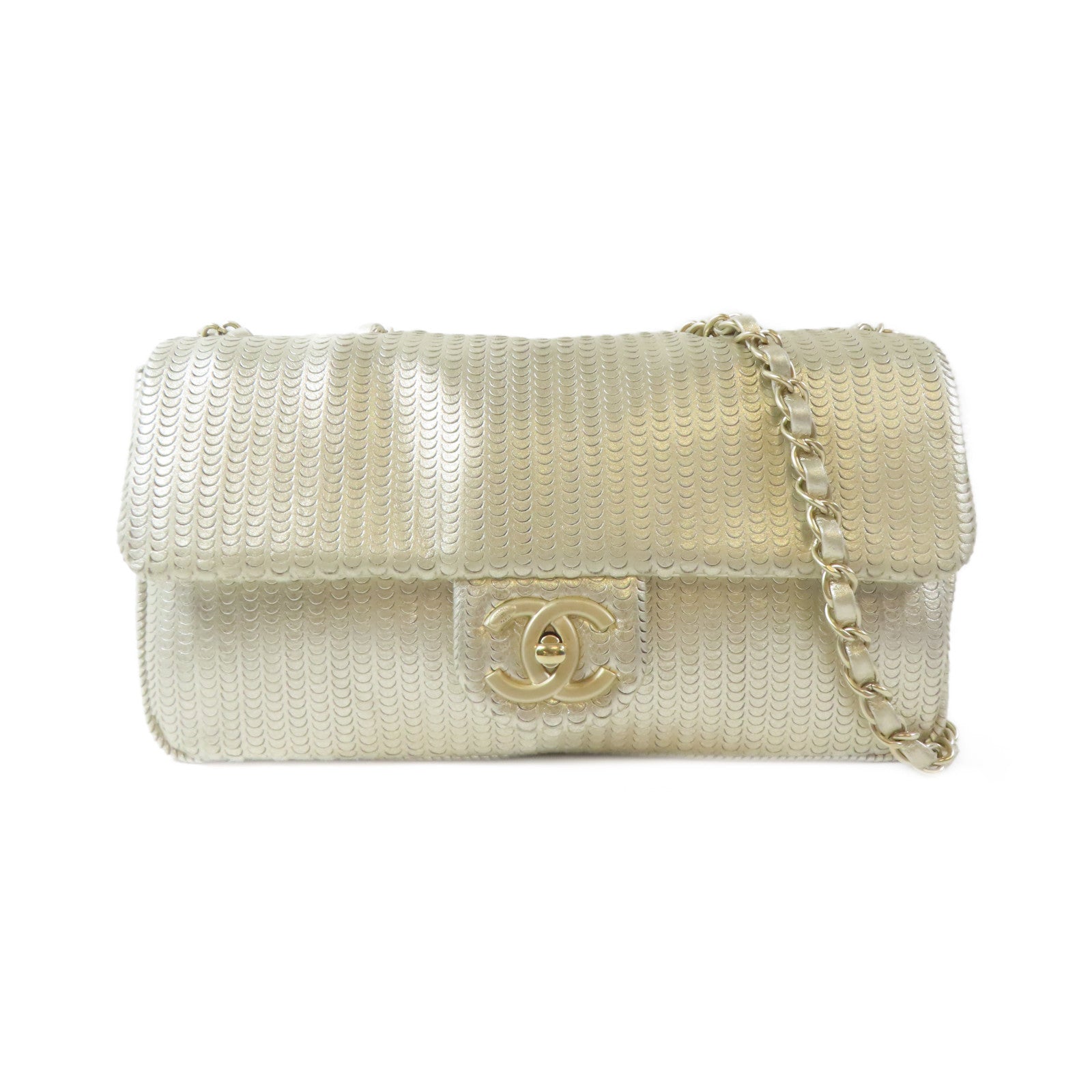 CHANEL 【激減優惠】羊皮皮革Chain Shoulder Bag金扣鏈帶肩背袋金色