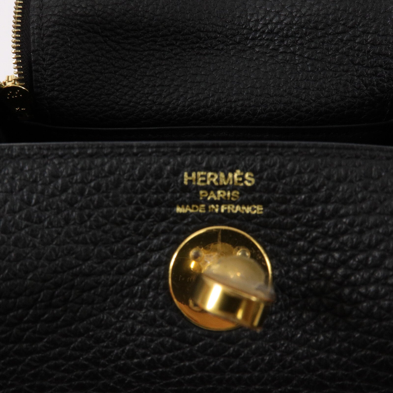 HERMES Clemence皮革Mini Lindy手挽肩背兩用袋Noir