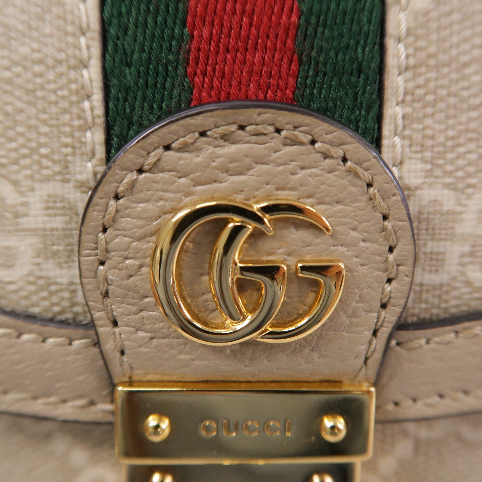 GUCCI 塗層帆布Ophidia GG Mini鏈帶手挽肩背兩用袋