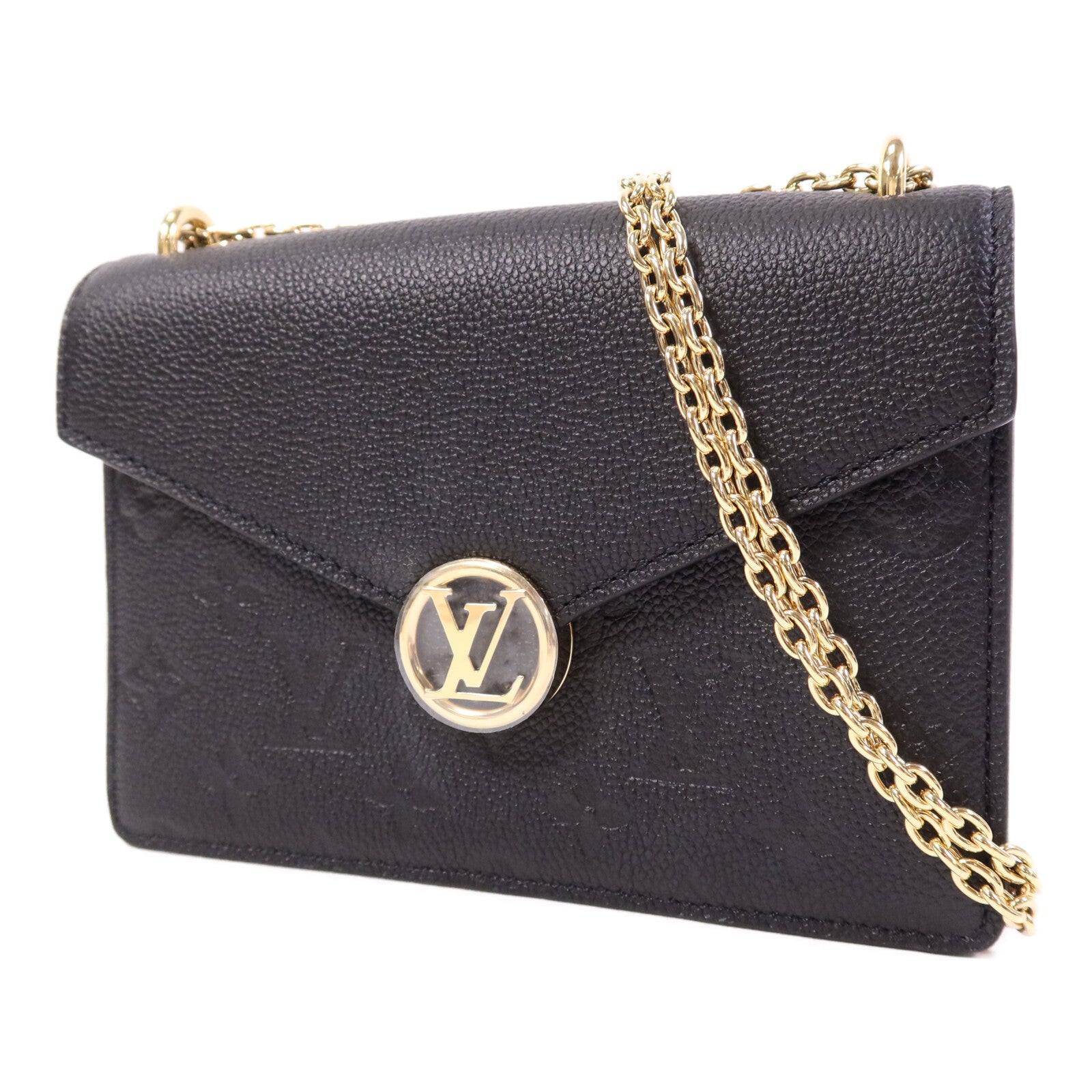 LOUIS VUITTON Monogram Empreinte皮革Wallet On Chain Rosy金扣鏈帶肩背袋