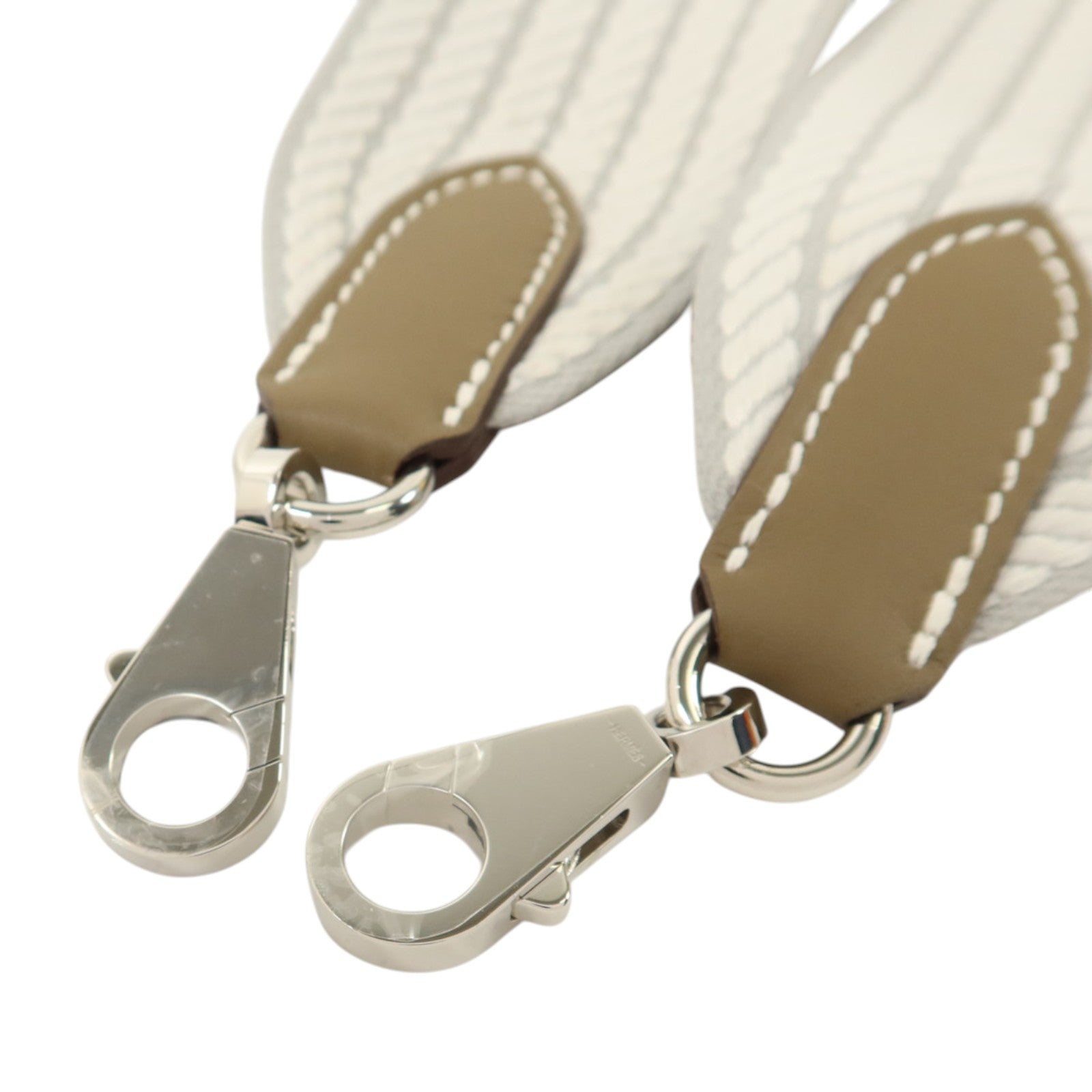 HERMES Cordage帆布/Swift皮革Sangle Cordage 50mmShoulder Strap銀扣肩帶Glacier-Gris/Pale