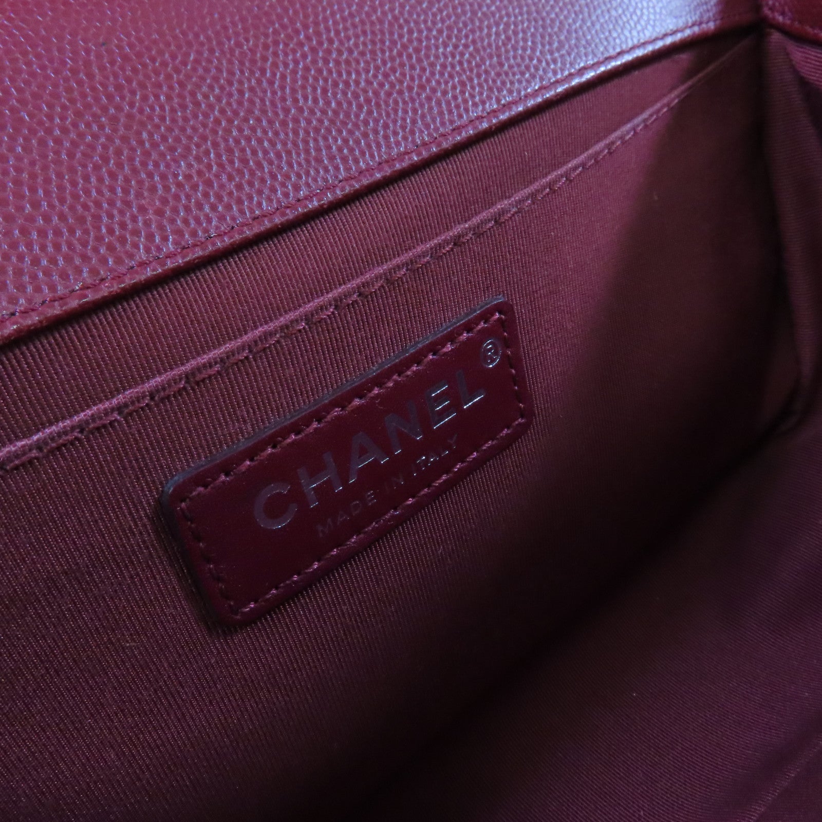 CHANEL 【激減優惠】菱格Caviar皮革Boy Chanel 25 Chain Shoulder Bag銀扣鏈帶肩背袋紅色