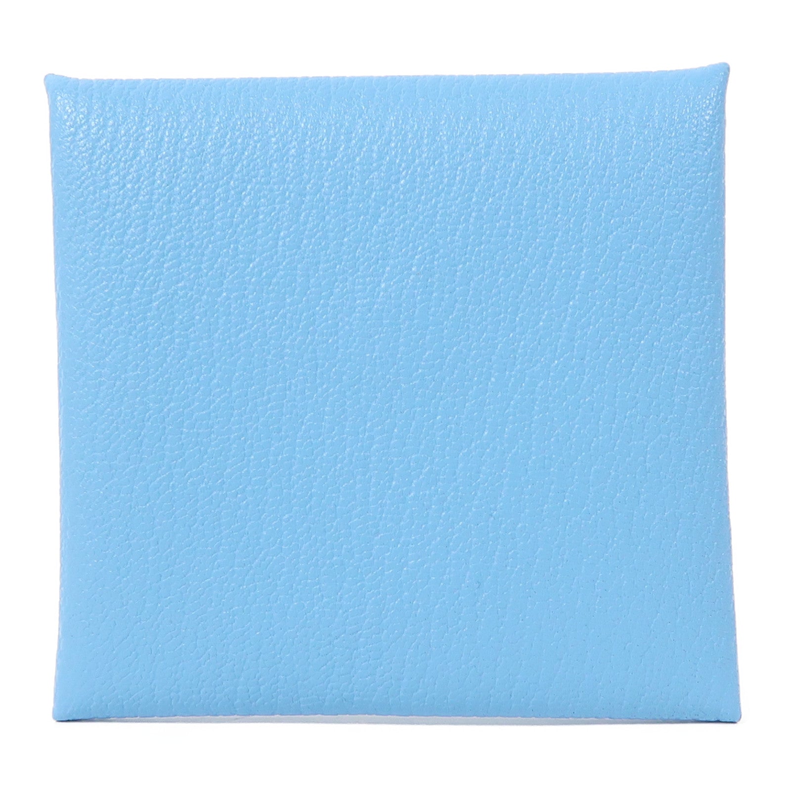 HERMES Chevre皮革Bastia銀扣零錢包Bleu Du Nord/藍色