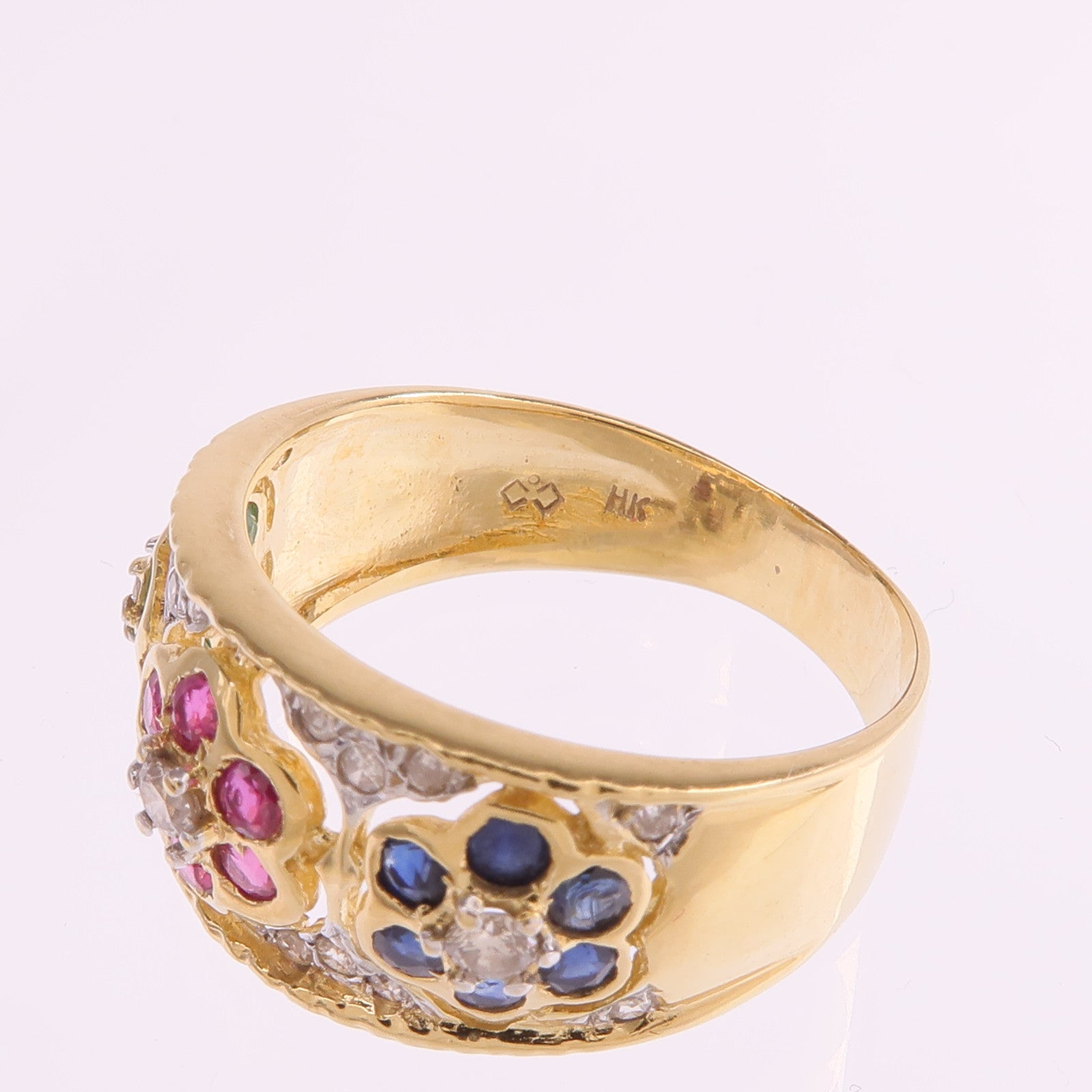 JEWELRY 【激減優惠】18K黃金/白金Multi Stone Diamond Ring多寶石/鑽石戒指US#6.5