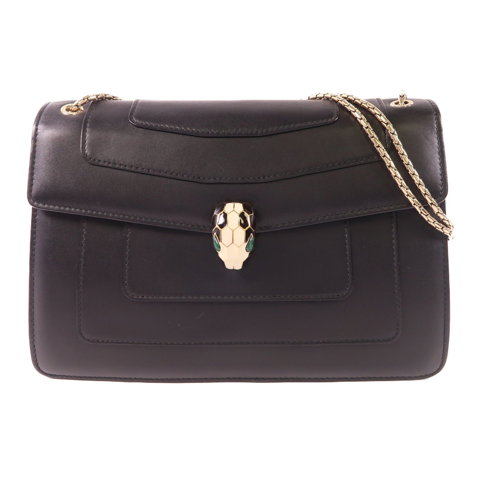 BVLGARI 牛皮皮革Serpenti Forever金扣鏈帶肩背袋