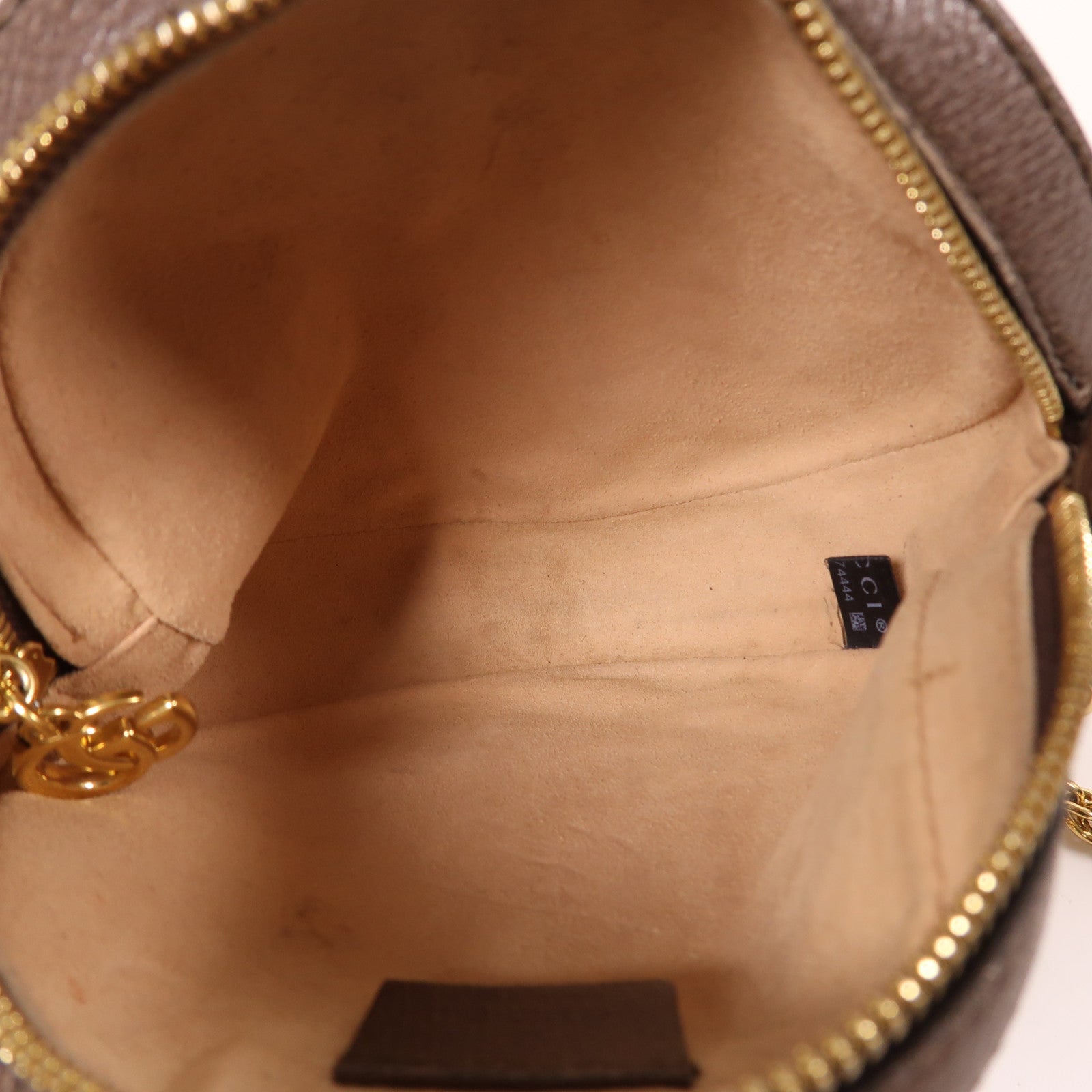 GUCCI 塗層帆布Ophidia GG Shoulder Bag金扣鏈帶肩背袋棕色