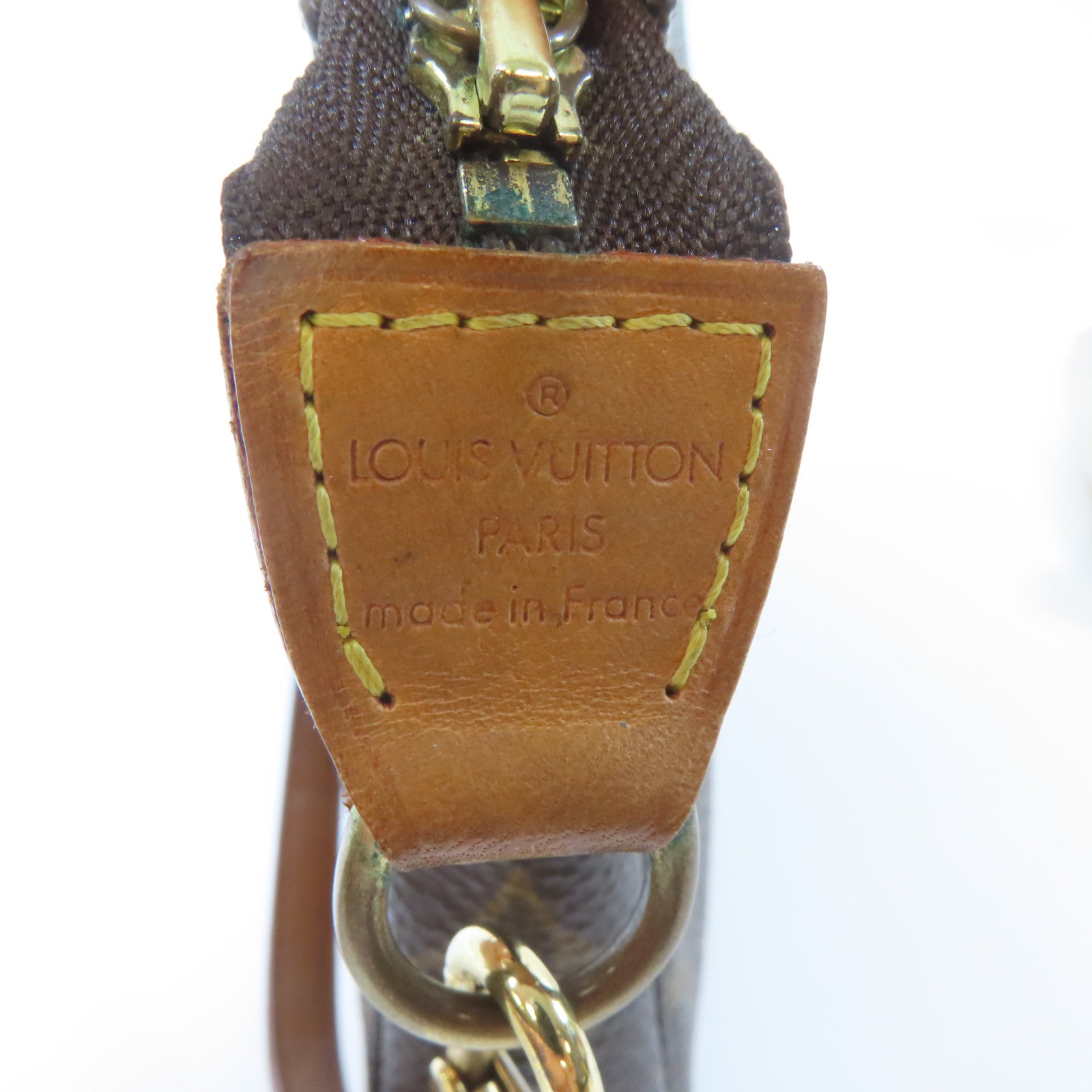 LOUIS VUITTON Monogram Pochette Accessoires金扣手挽袋啡色