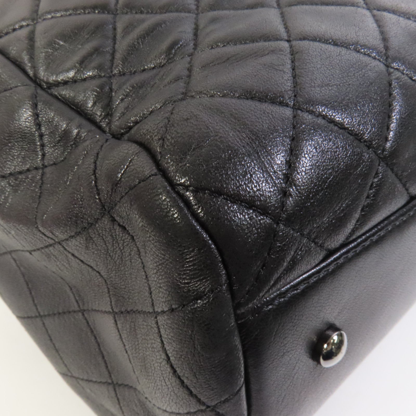 CHANEL 羊皮皮革Chain Shoulder銀扣肩背袋