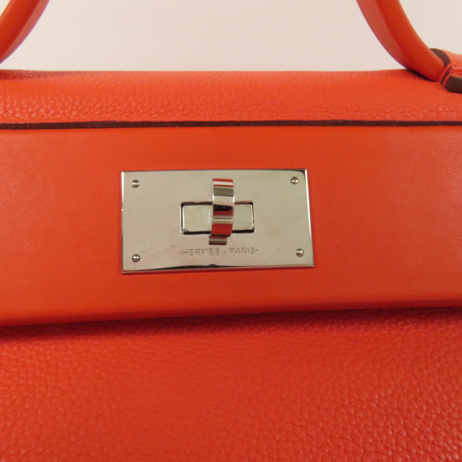 HERMES Clemence皮革24/24 29cm銀扣手挽肩背兩用袋Capucine