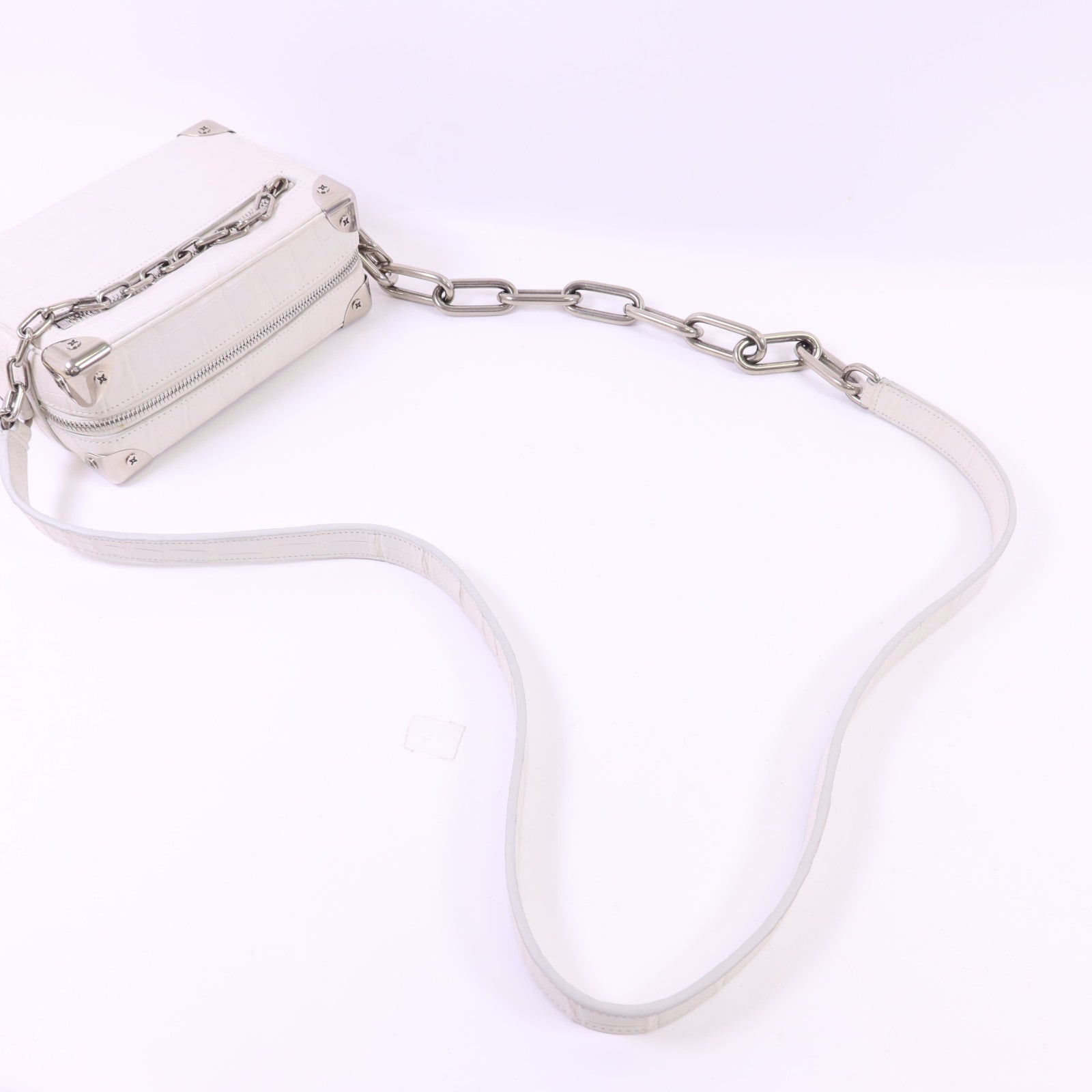 LOUIS VUITTON 【激減優惠】鱷魚皮革/金屬Mini Soft Trunk銀扣鏈帶肩背袋