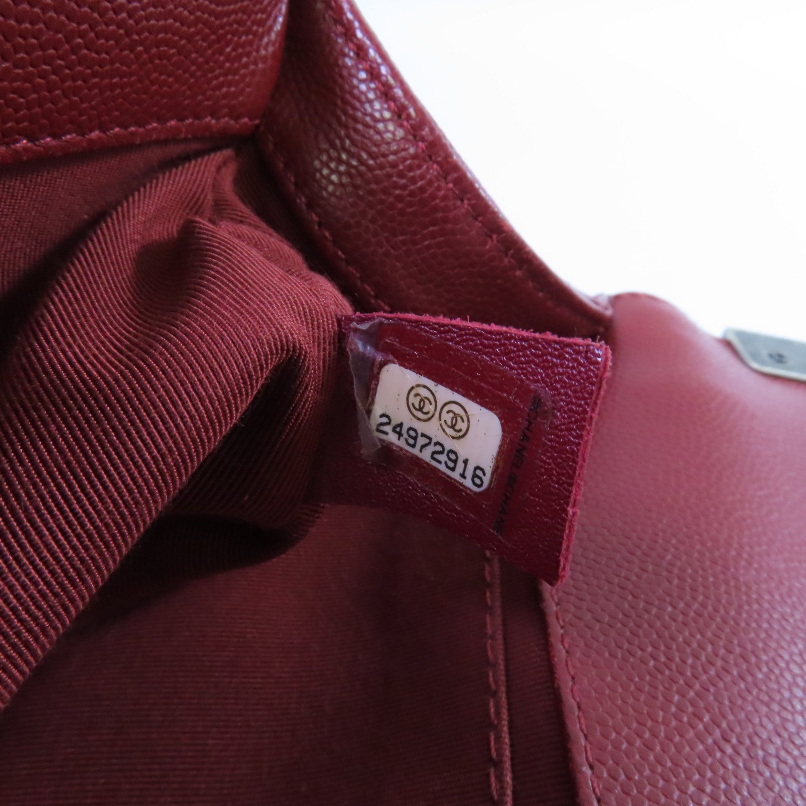 CHANEL 【激減優惠】菱格Caviar皮革Boy Chanel 25 Chain Shoulder Bag銀扣鏈帶肩背袋紅色