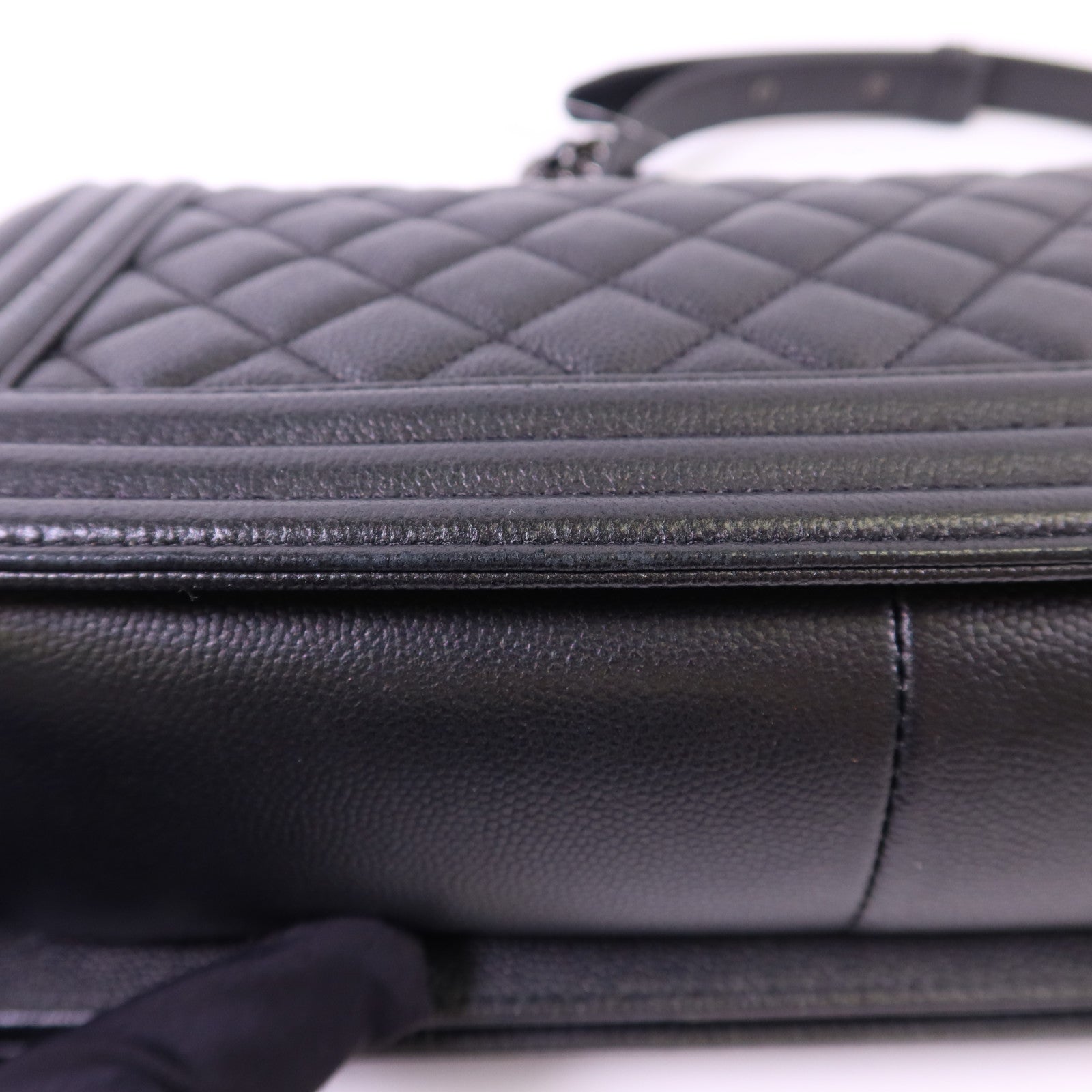 CHANEL 牛皮皮革Boy 25黑扣鏈帶肩背袋