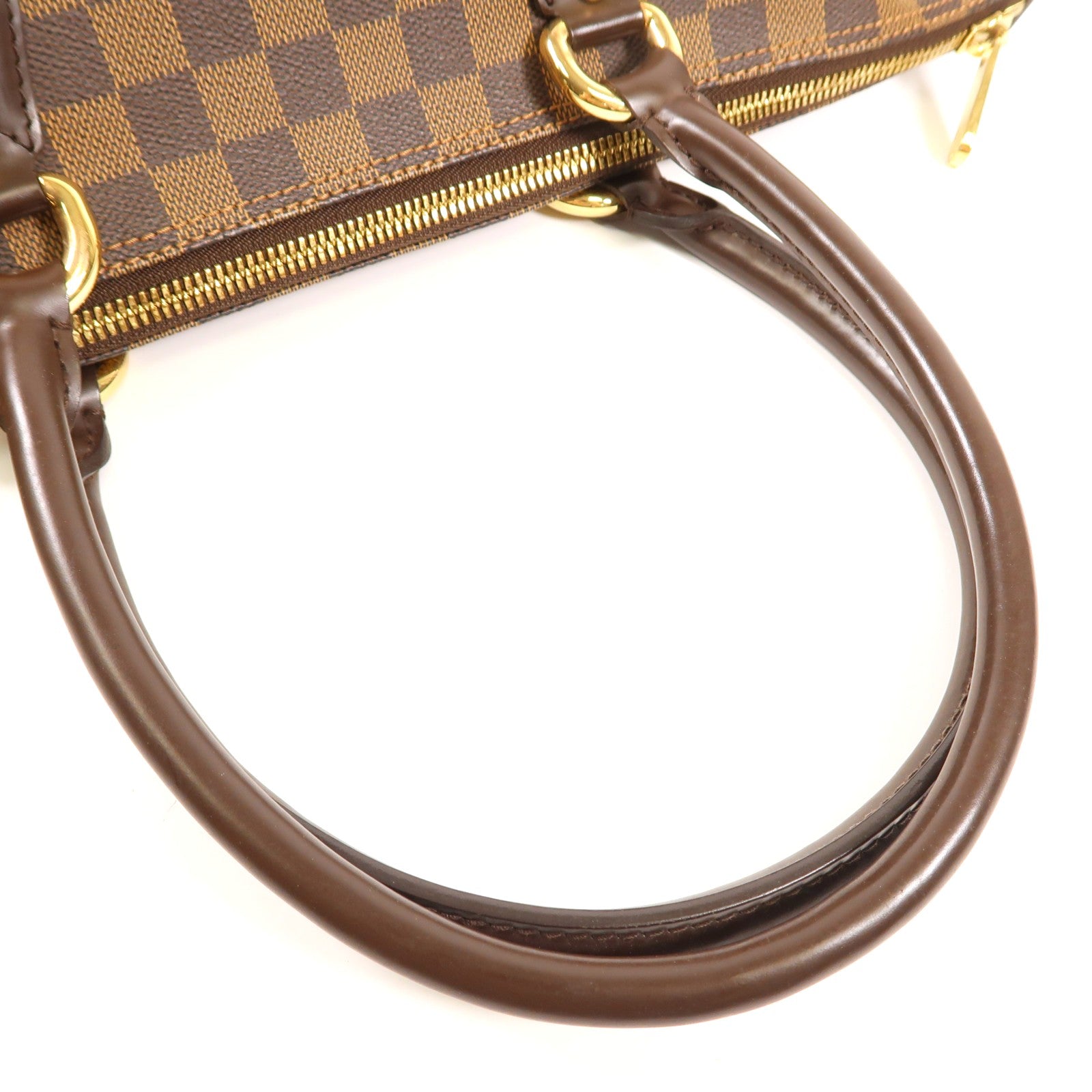 LOUIS VUITTON Damier Saleya MM金扣肩背袋棕色