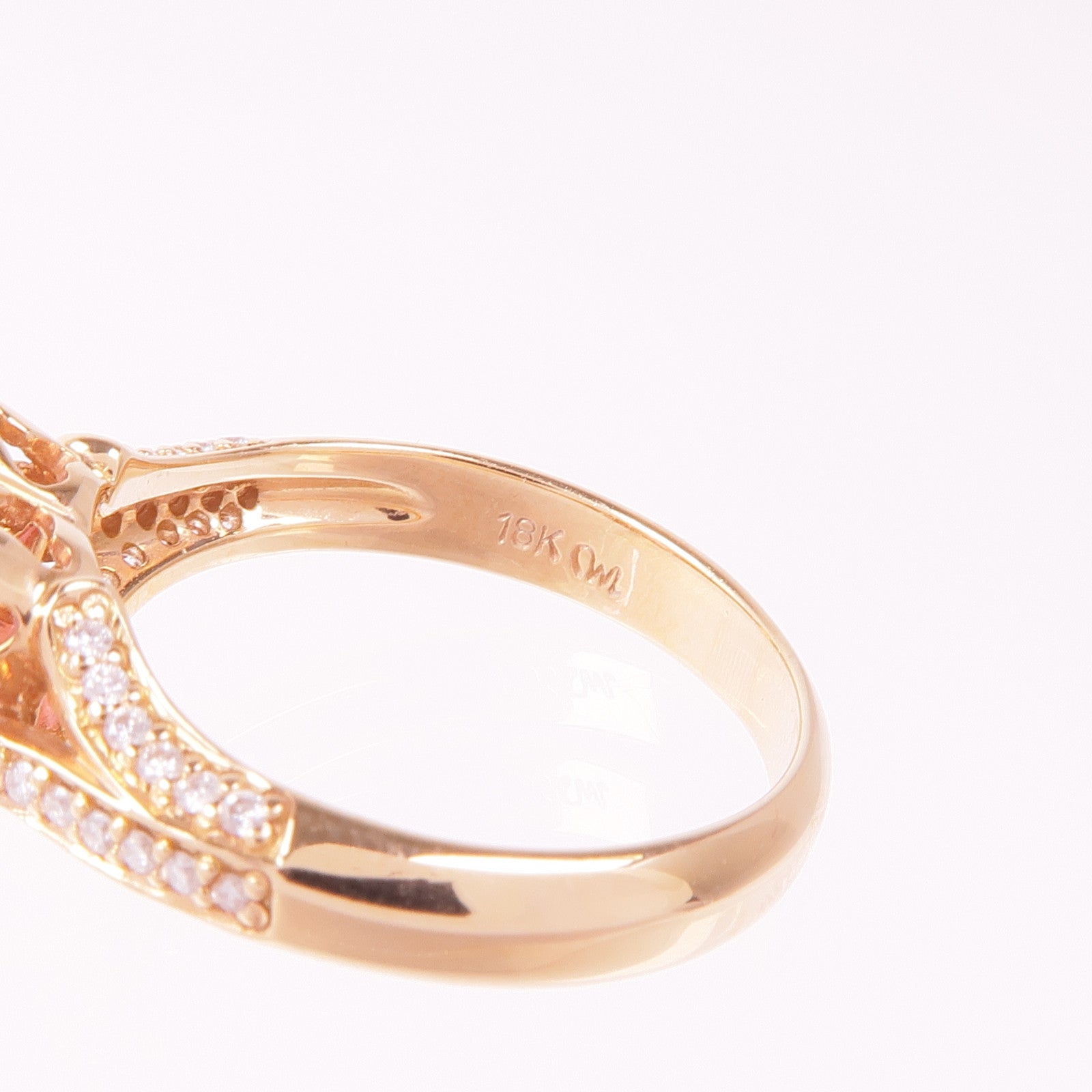 JEWELRY 18K玫瑰金Sapphire Diamond Ring粉紅色藍寶石/鑽石戒指US#5.5