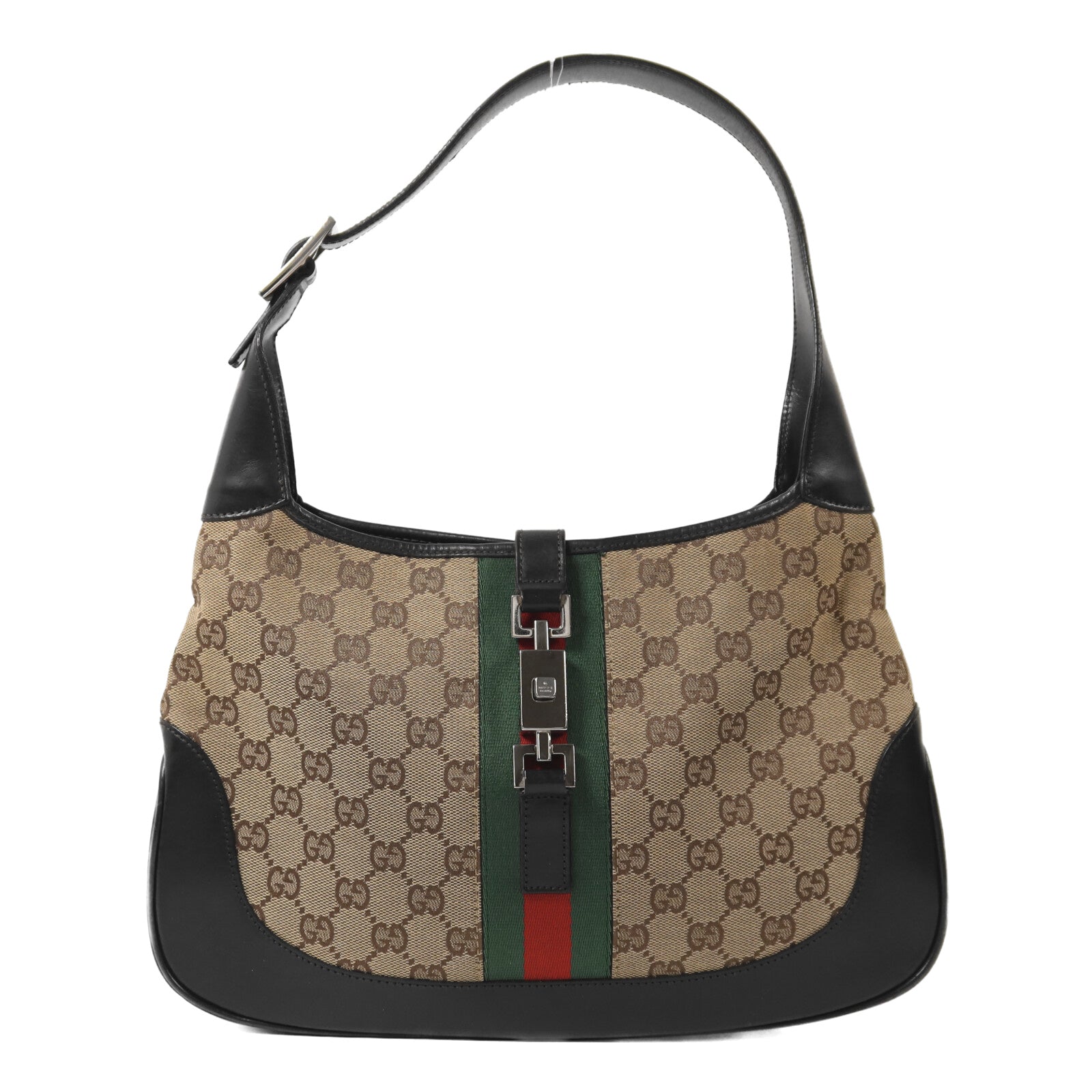 GUCCI 帆布Jackie Hobo銀扣肩背袋